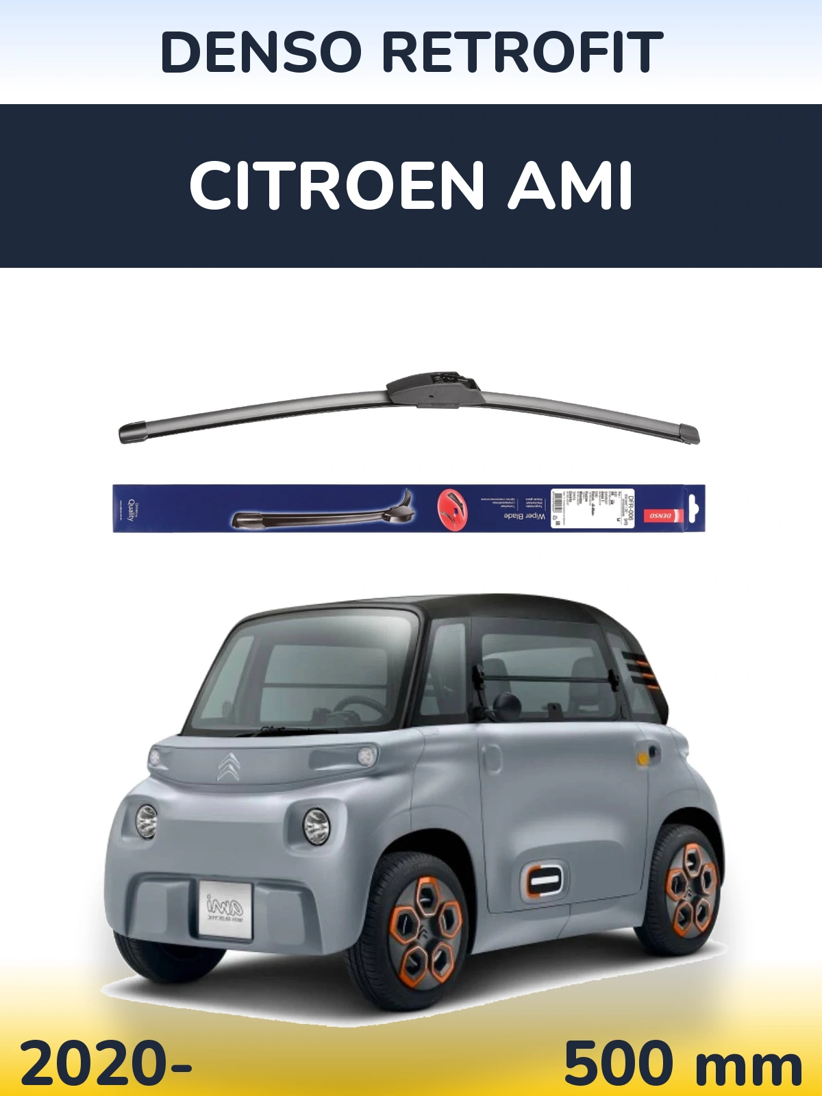 Передний дворник Denso Retrofit 500 мм для Citroen Ami 2020-2026