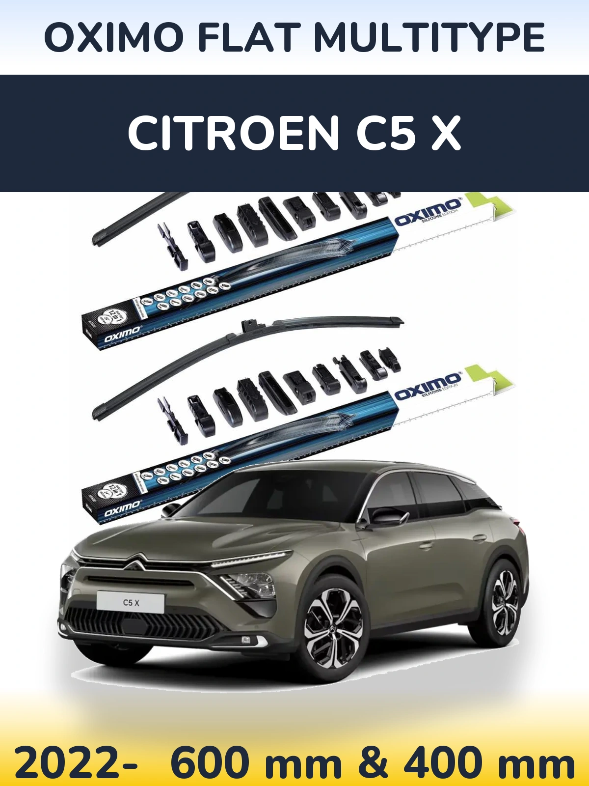 Комплект передних дворников Oximo Flat MultiТипe 600 & 400 мм для Citroen C5 X 2022-2026