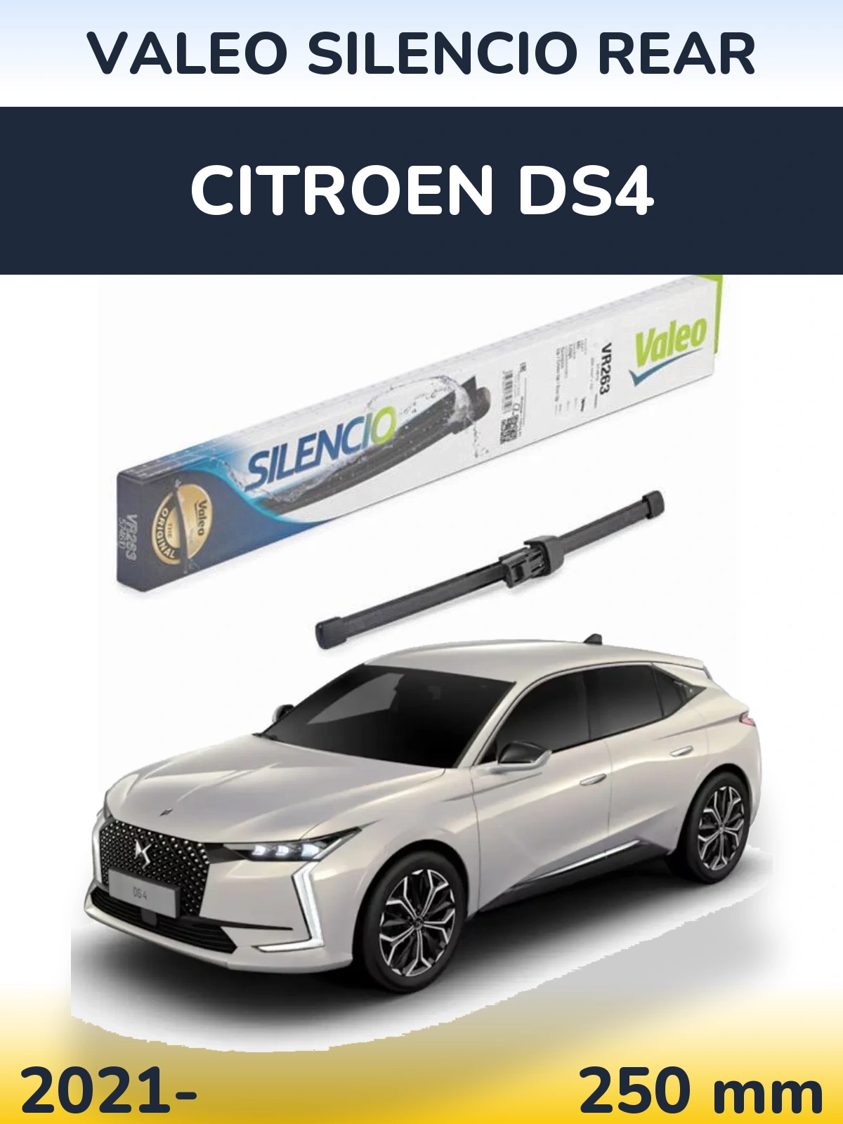 Rear wiper blade Valeo Silencio Rear 250 mm for Citroen DS4 2021-2026