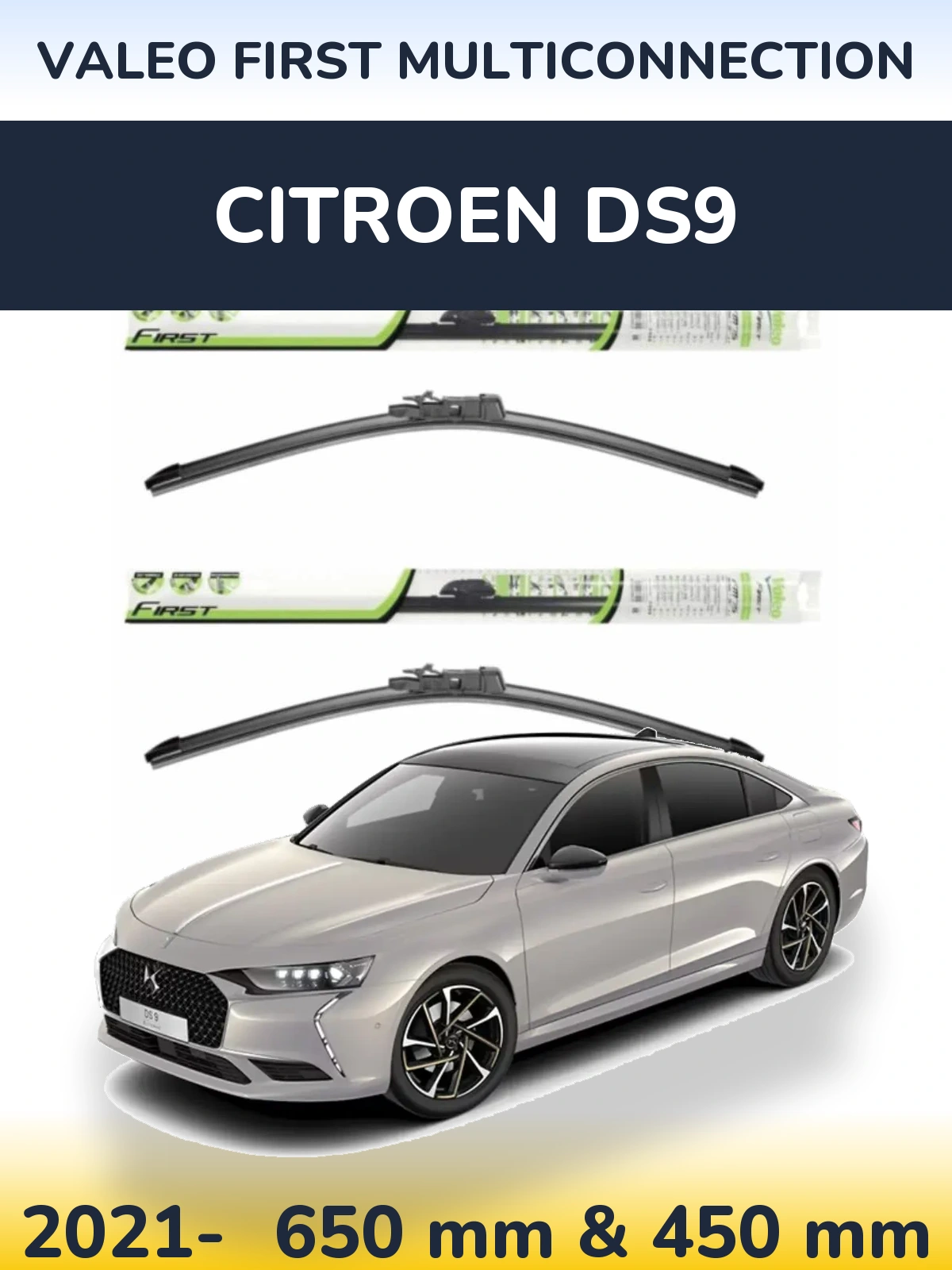 Komplet przednich wycieraczek Valeo First MultiConnection 650 & 450 mm do Citroen DS9 2021-2026