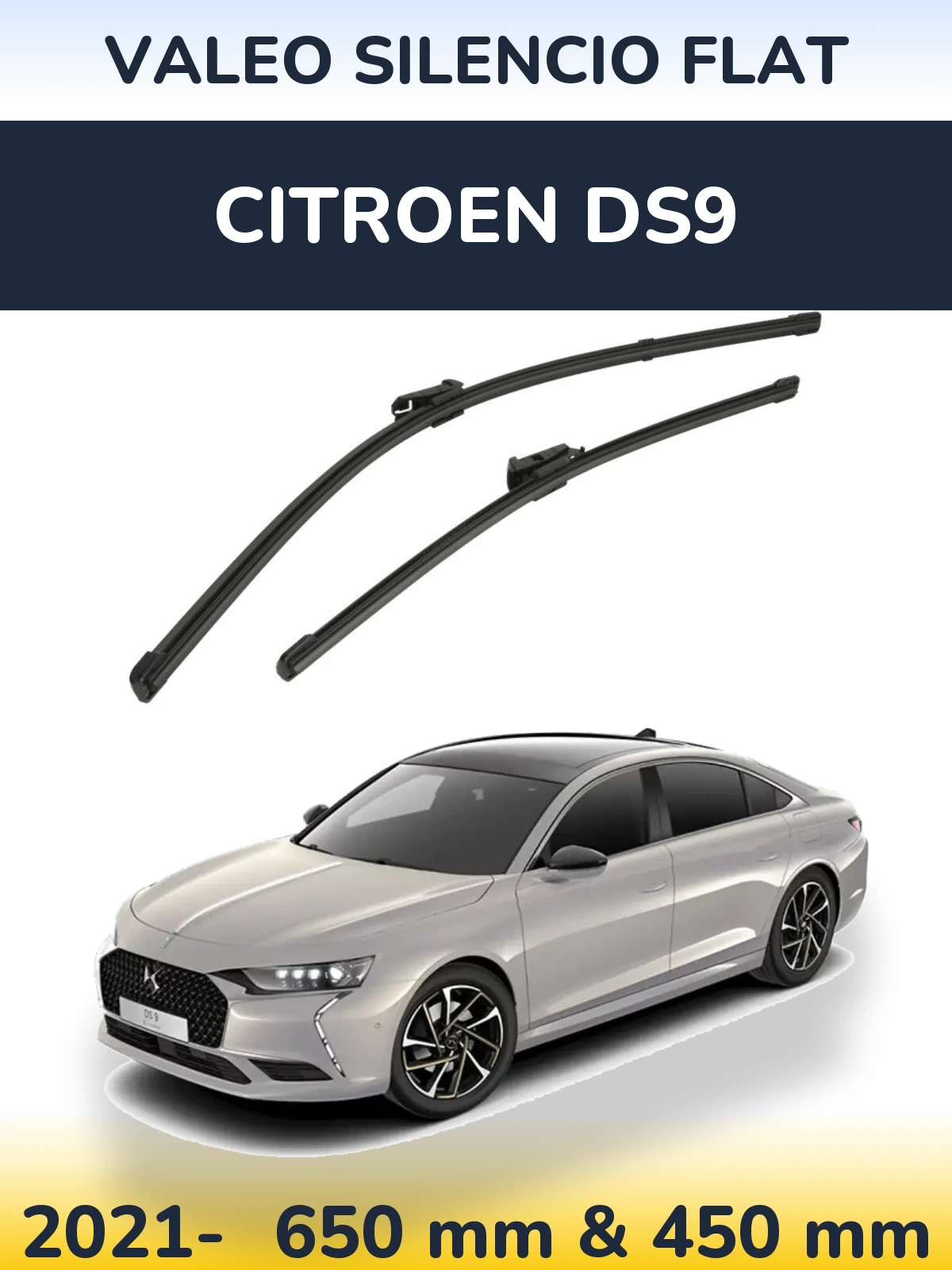 Комплект передних дворников Valeo Silencio Flat 650 & 450 мм для Citroen DS9 2021-2026