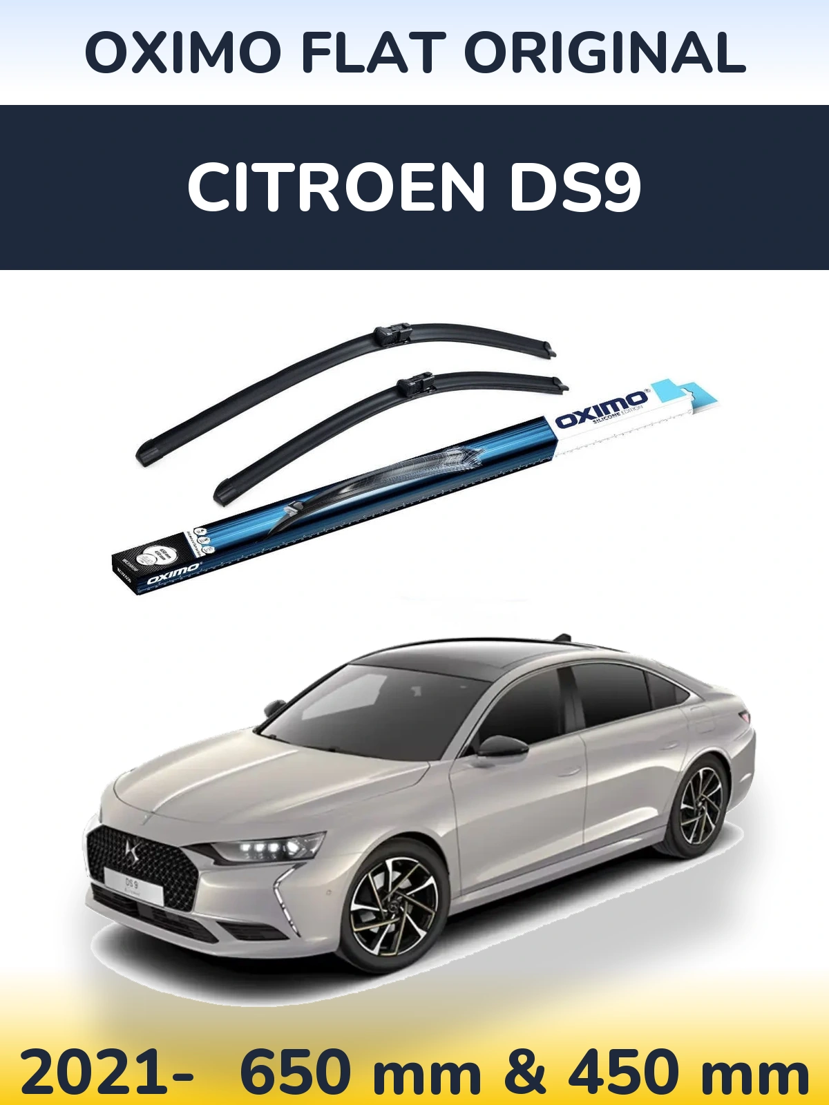 Komplet przednich wycieraczek Oximo Flat Original 650 & 450 mm do Citroen DS9 2021-2026