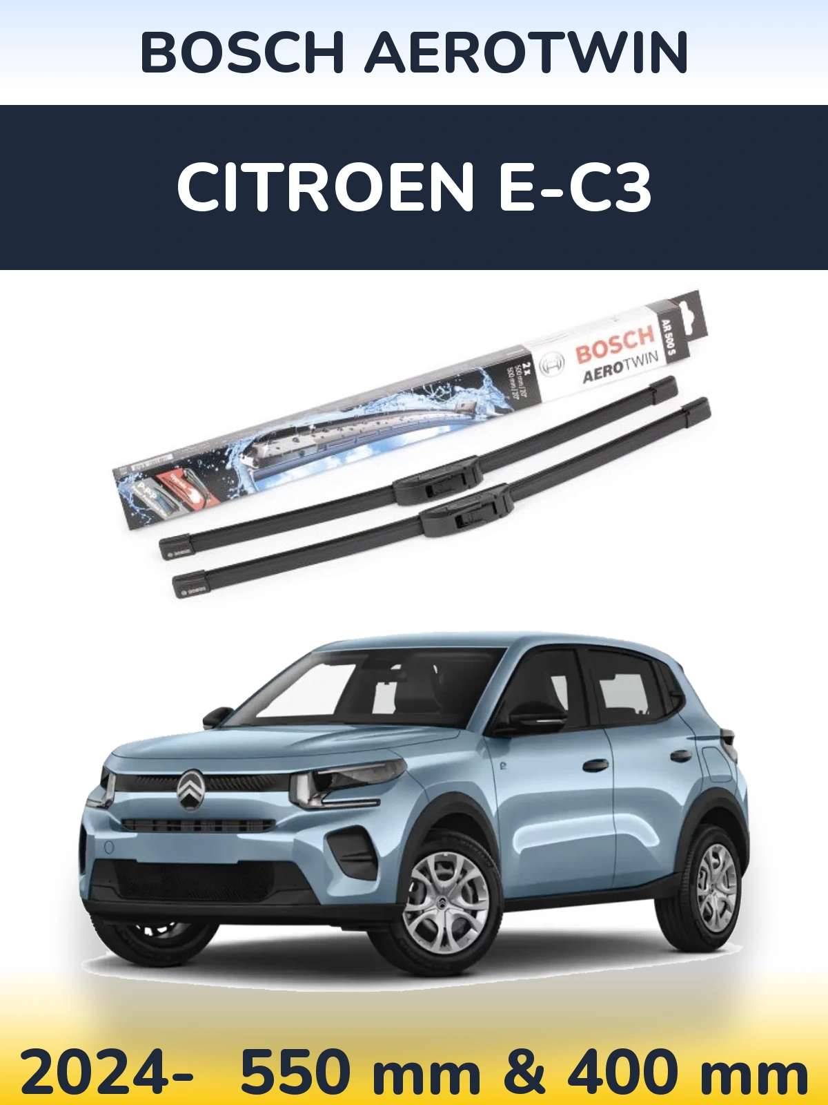 Komplet przednich wycieraczek BOSCH AeroTwin 550 & 400 mm do Citroen e-C3 2024-2026