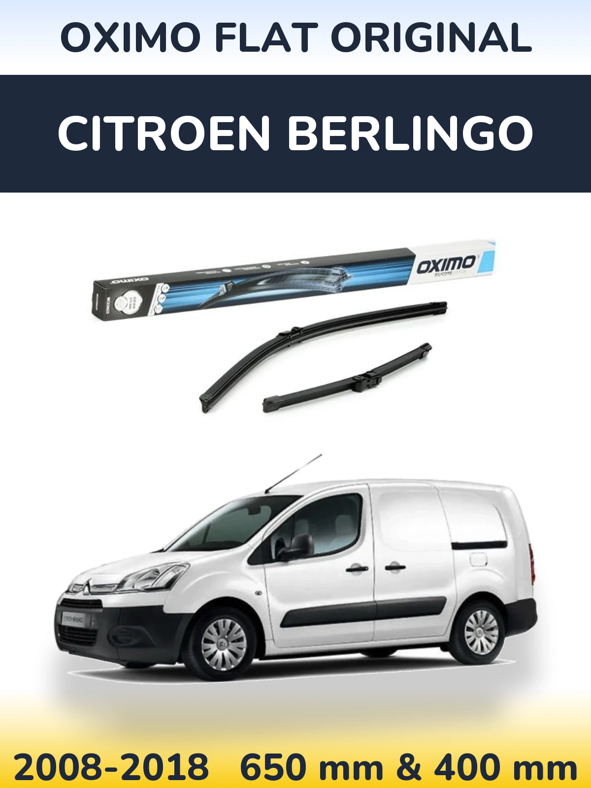 Комплект передних дворников Oximo Flat Original 650 & 375 мм для Citroen Berlingo 2008-2018