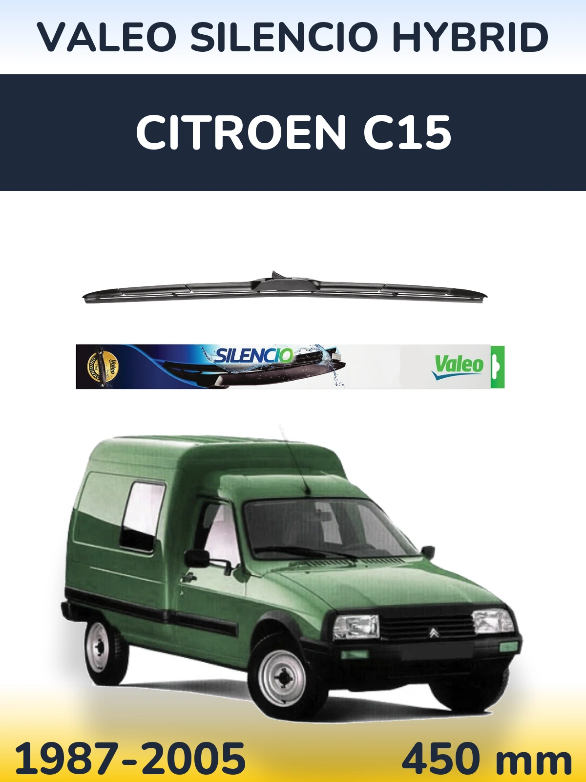 Przednia wycieraczka Valeo Silencio Hybrid 450 mm do Citroen C15 1987-2005