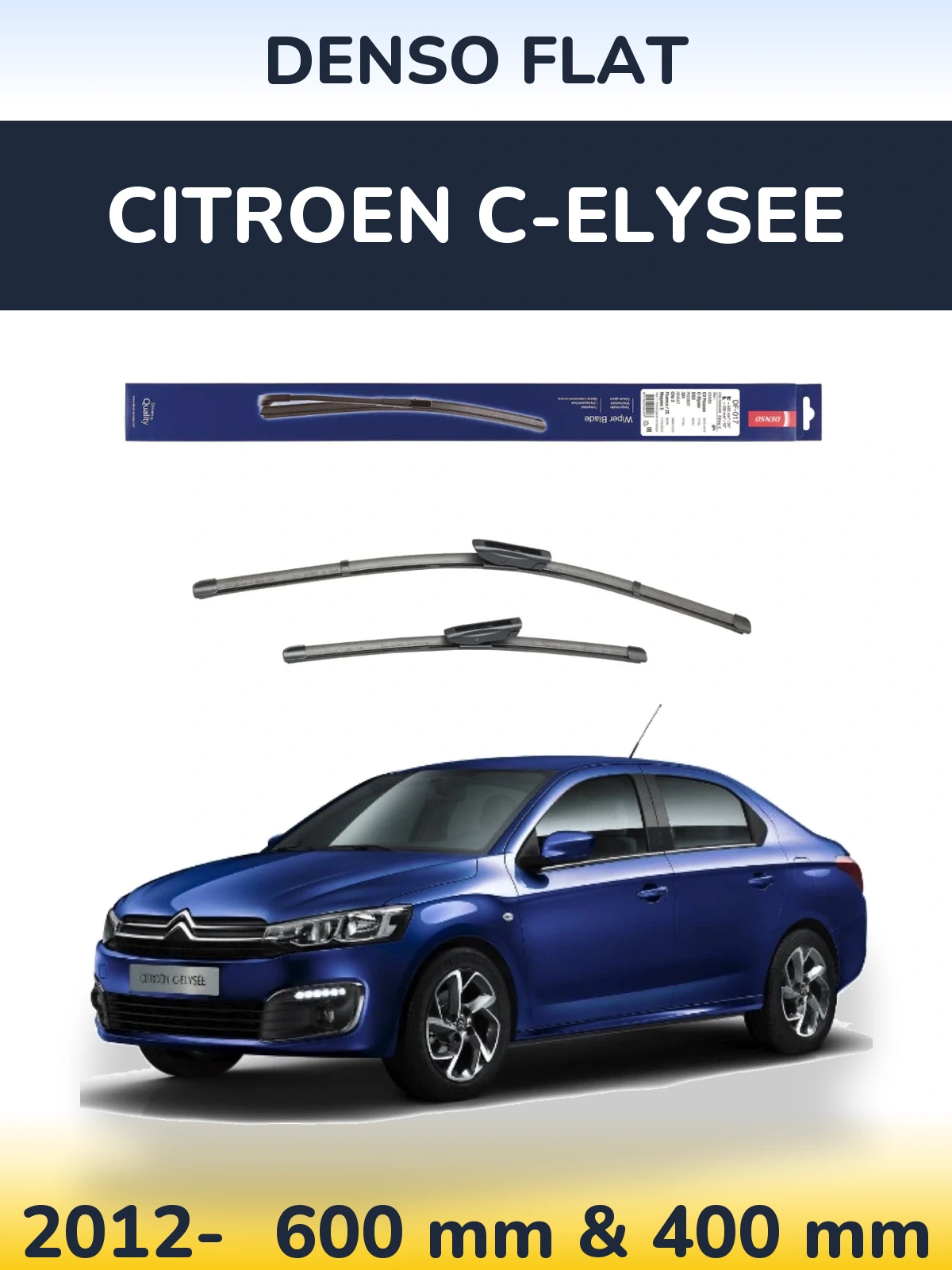 Komplet przednich wycieraczek Denso Flat 600 & 400 mm do Citroen C-Elysee 2012-2026