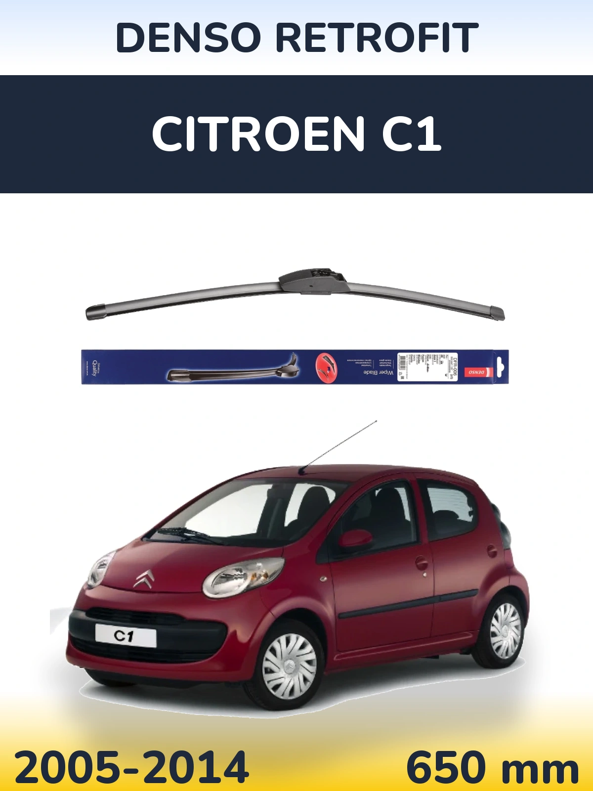 Przednia wycieraczka Denso Retrofit 650 mm do Citroen C1 2005-2014