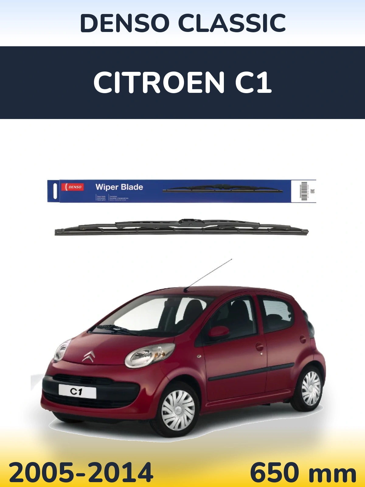 Przednia wycieraczka Denso Classic 650 mm do Citroen C1 2005-2014