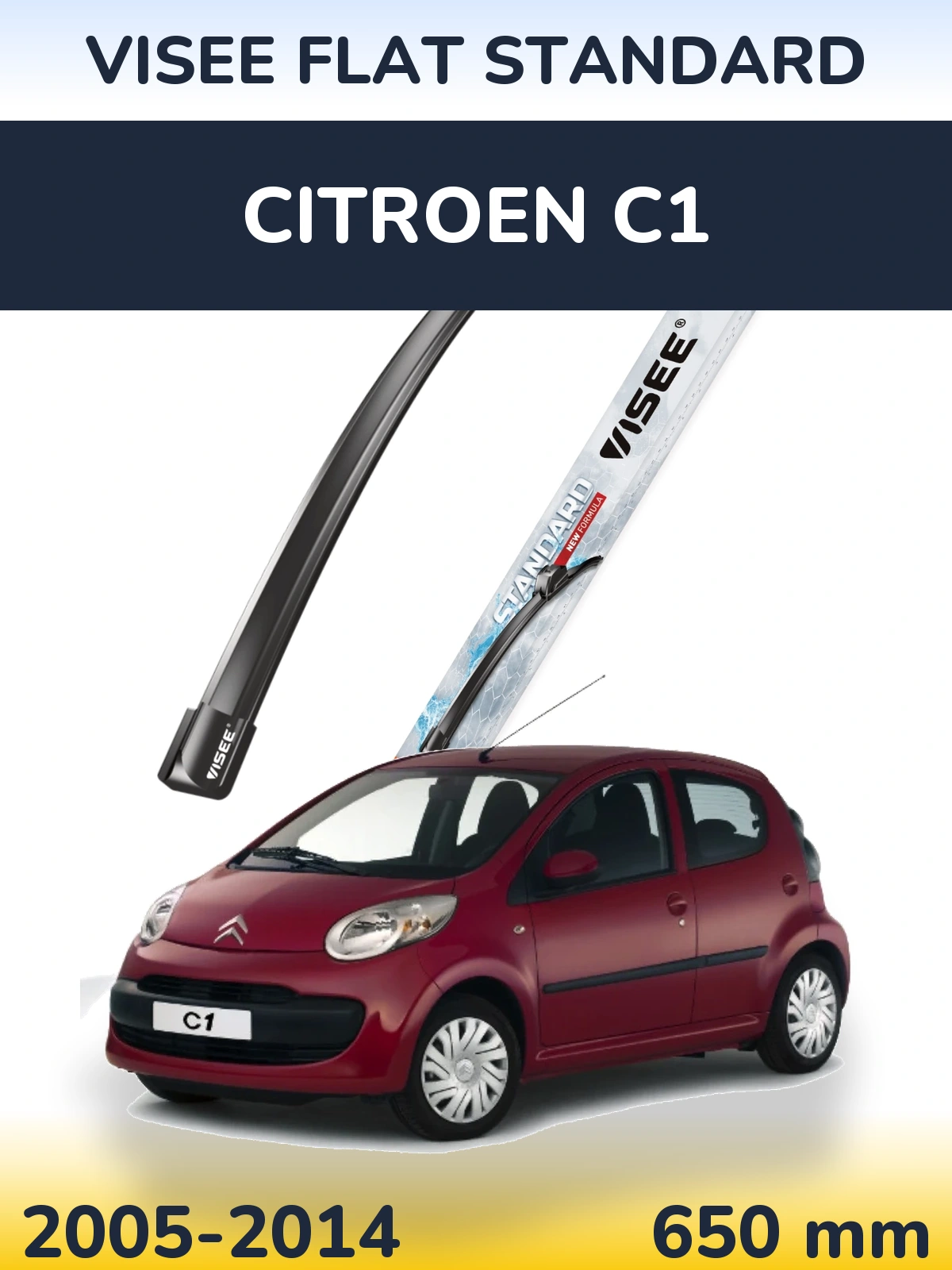 Przednia wycieraczka VISEE FLAT STANDARD 650 mm do Citroen C1 2005-2014