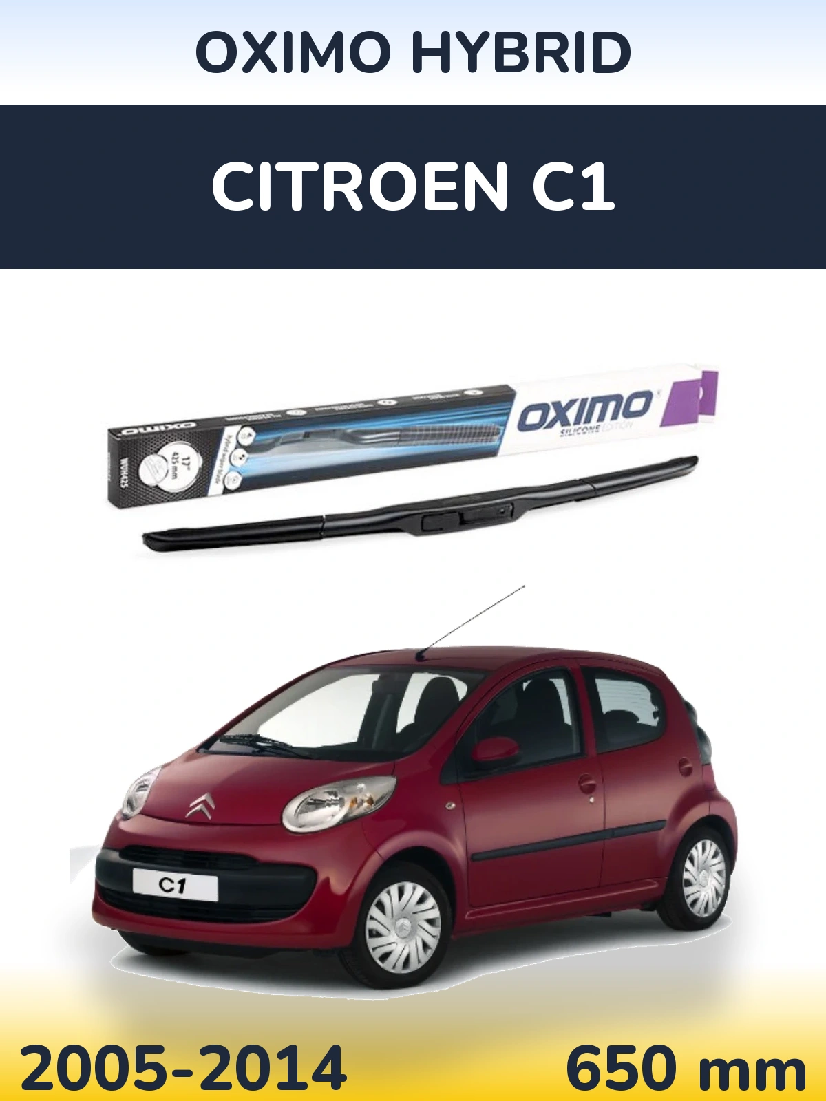 Przednia wycieraczka Oximo Hybrid 650 mm do Citroen C1 2005-2014