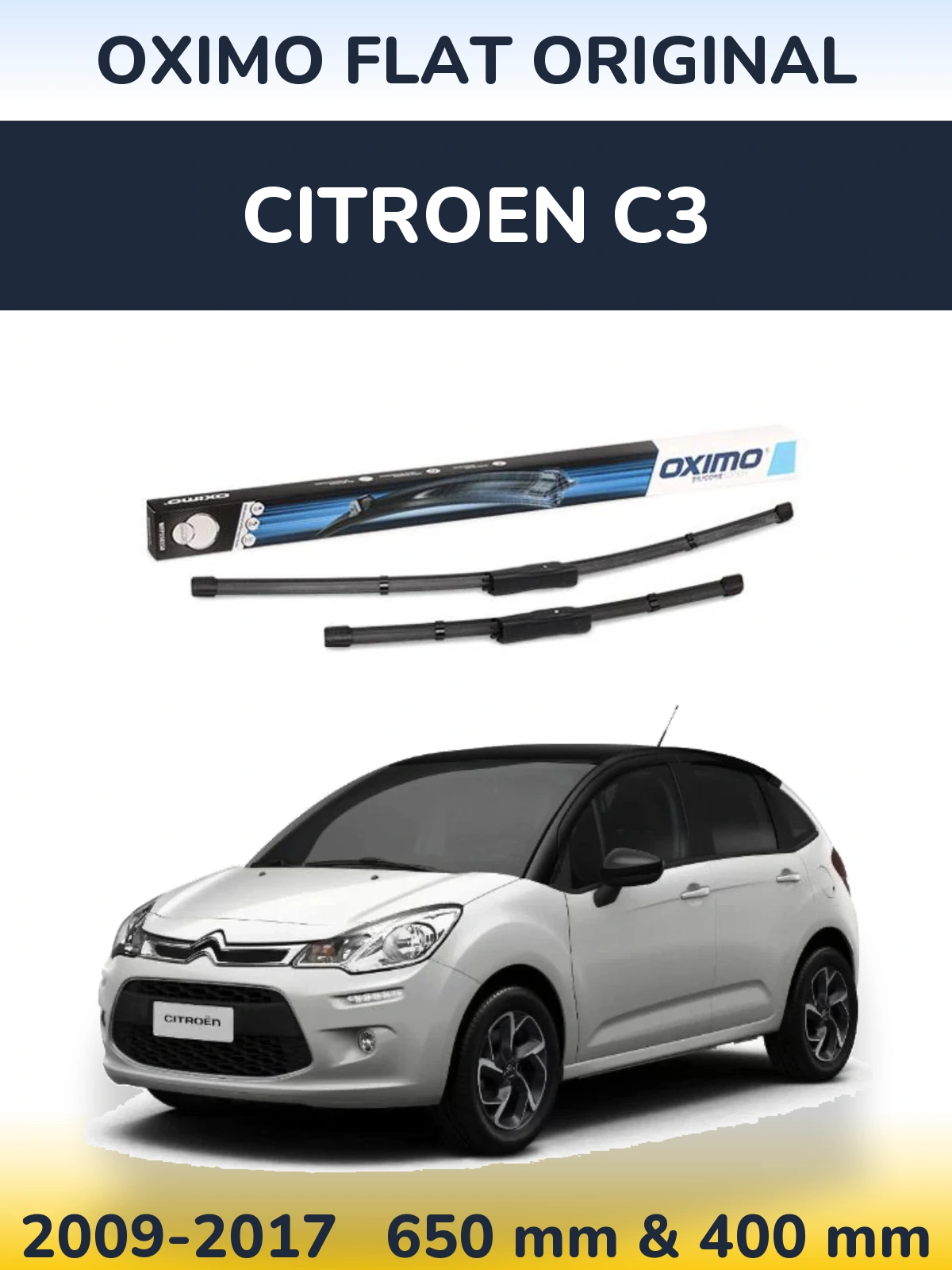Komplet przednich wycieraczek Oximo Flat Original 650 & 400 mm do Citroen C3 2009-2017