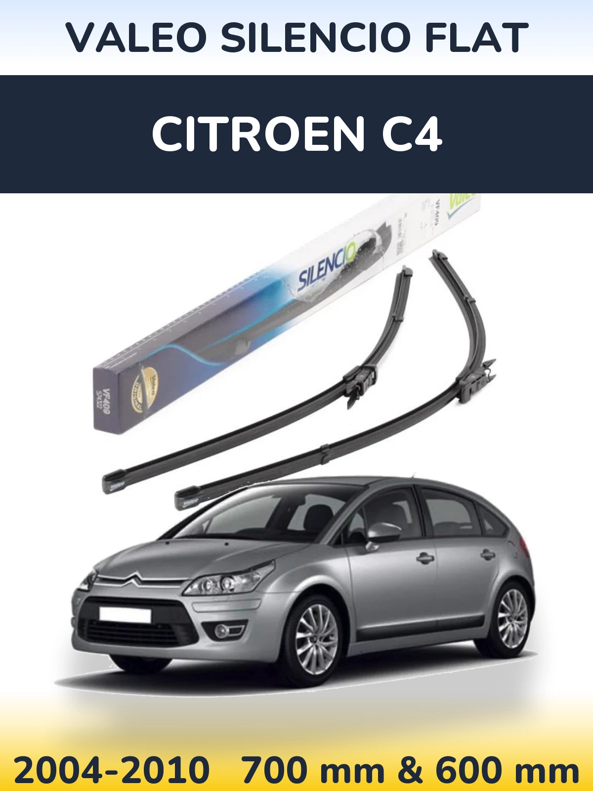 Komplet przednich wycieraczek Valeo Silencio Flat 700 & 600 mm do Citroen C4 2004-2010