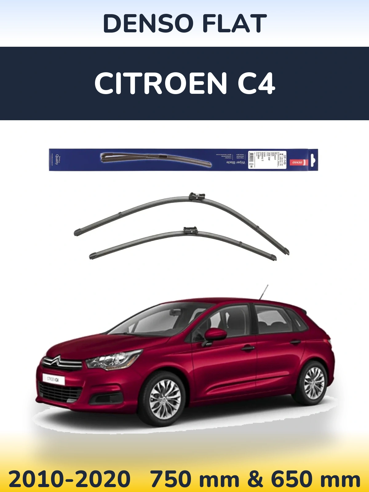 Komplet przednich wycieraczek Denso Flat 750 & 650 mm do Citroen C4 2010-2020