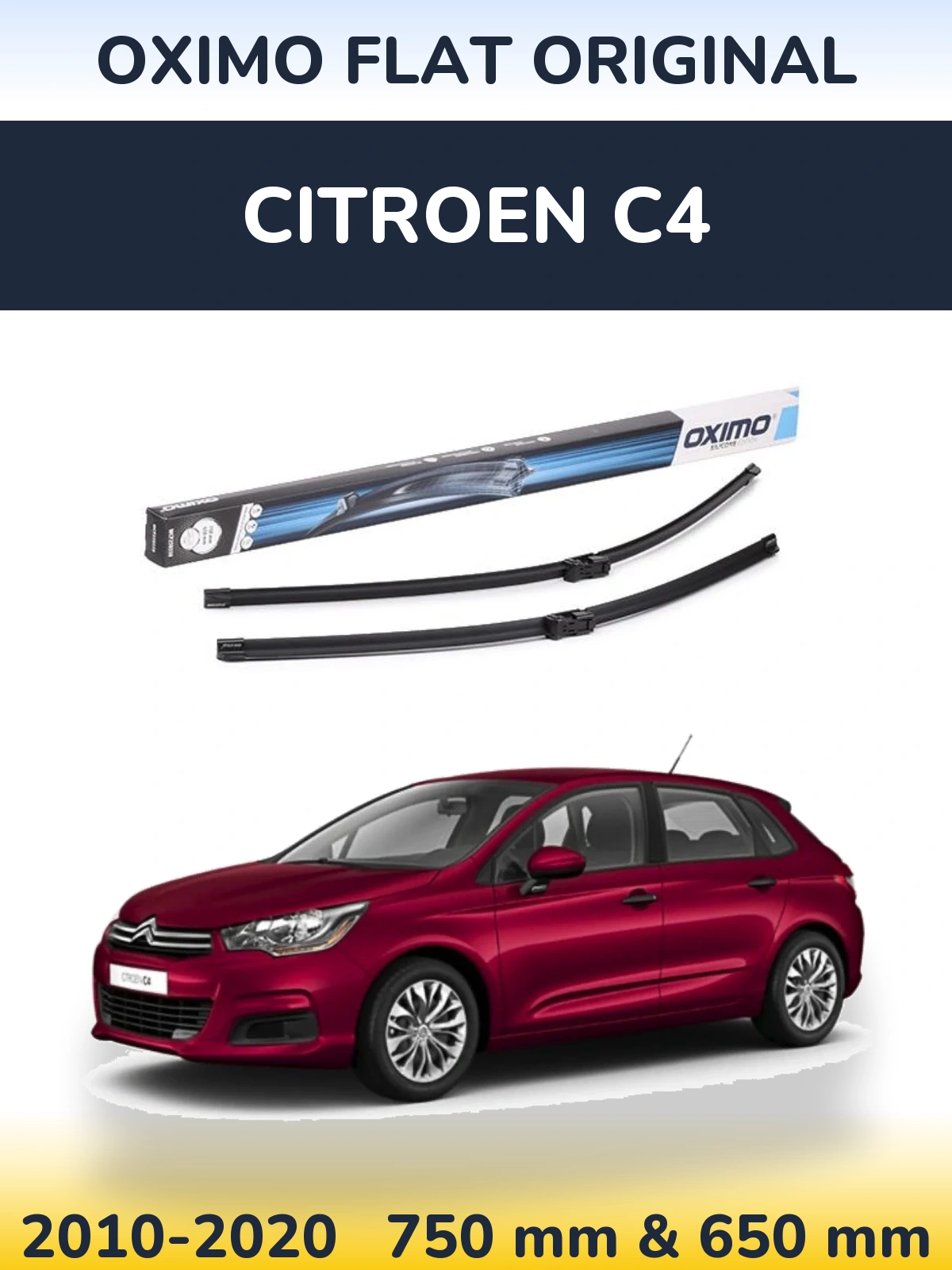 Komplet przednich wycieraczek Oximo Flat Original 750 & 650 mm do Citroen C4 2010-2020