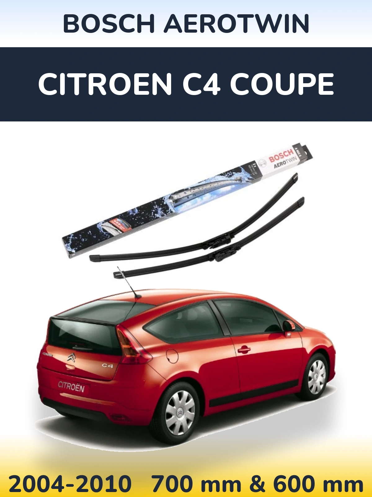 Комплект передних дворников BOSCH AeroTwin 700 & 600 мм для Citroen C4 Coupe 2004-2010