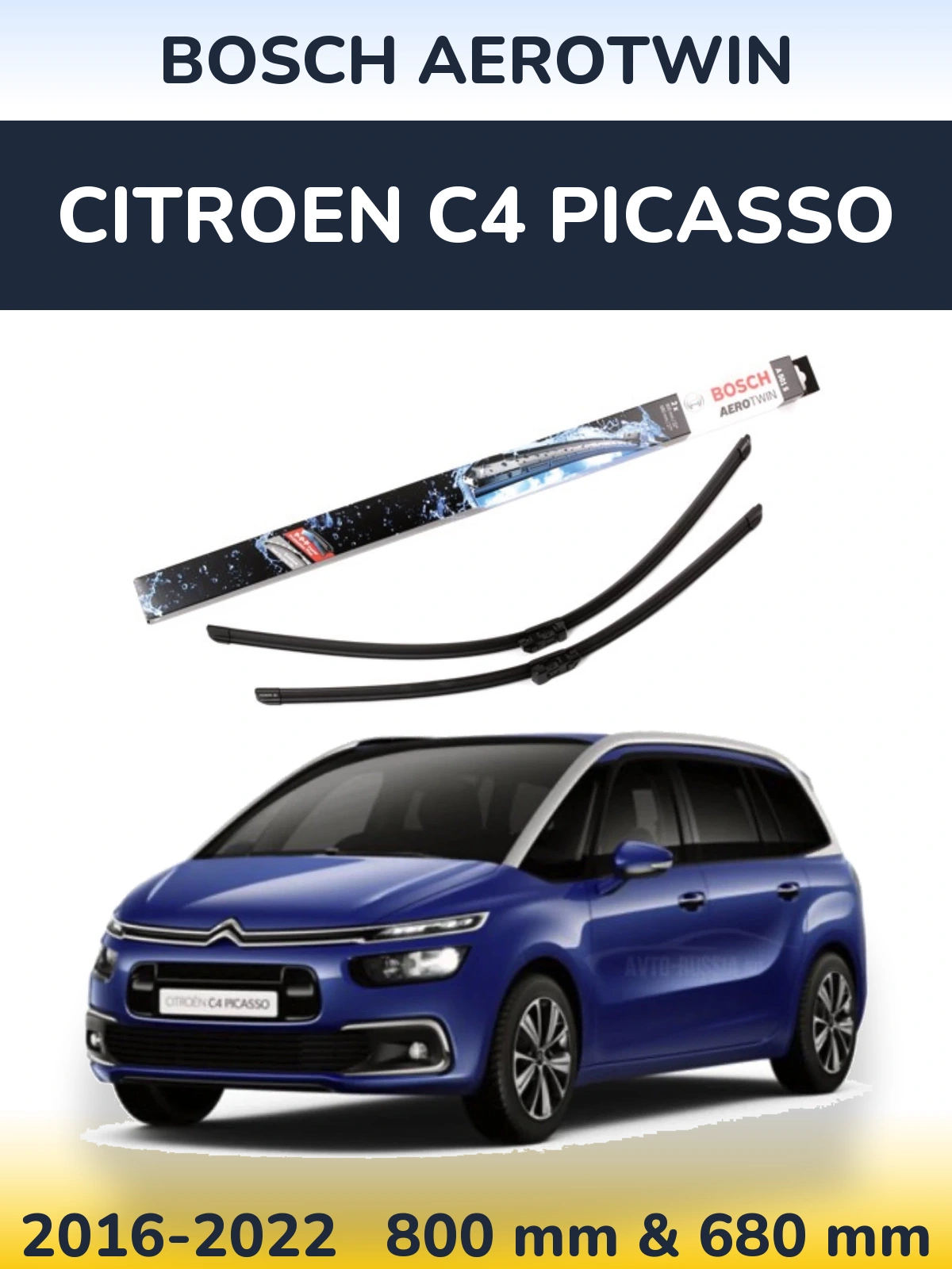 Komplet przednich wycieraczek BOSCH AeroTwin 800 & 680 mm do Citroen C4 Picasso 2016-2022