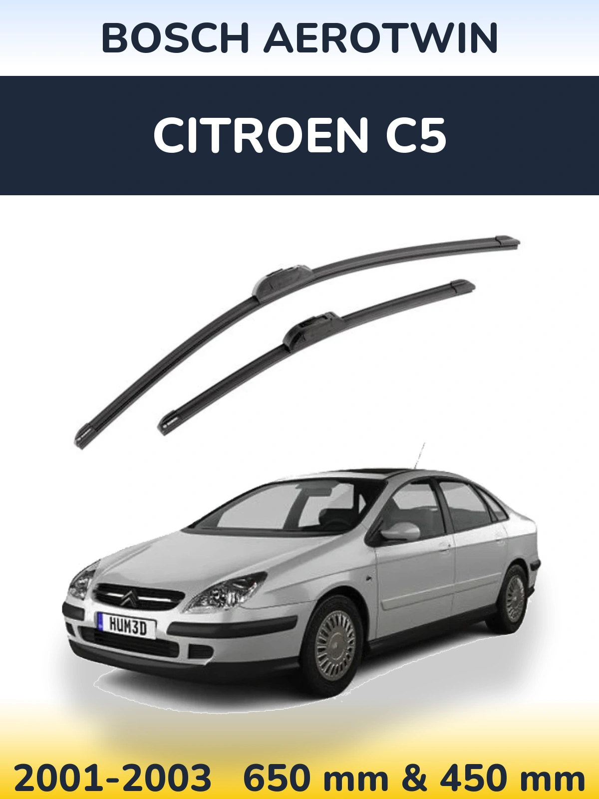 Komplet przednich wycieraczek BOSCH AeroTwin 650 & 450 mm do Citroen C5 2001-2003