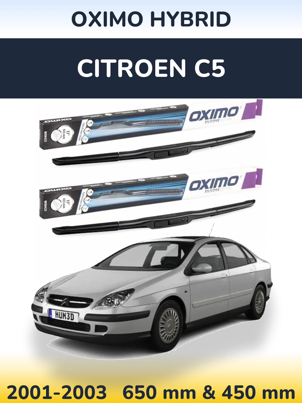 Komplet przednich wycieraczek Oximo Hybrid 650 & 450 mm do Citroen C5 2001-2003