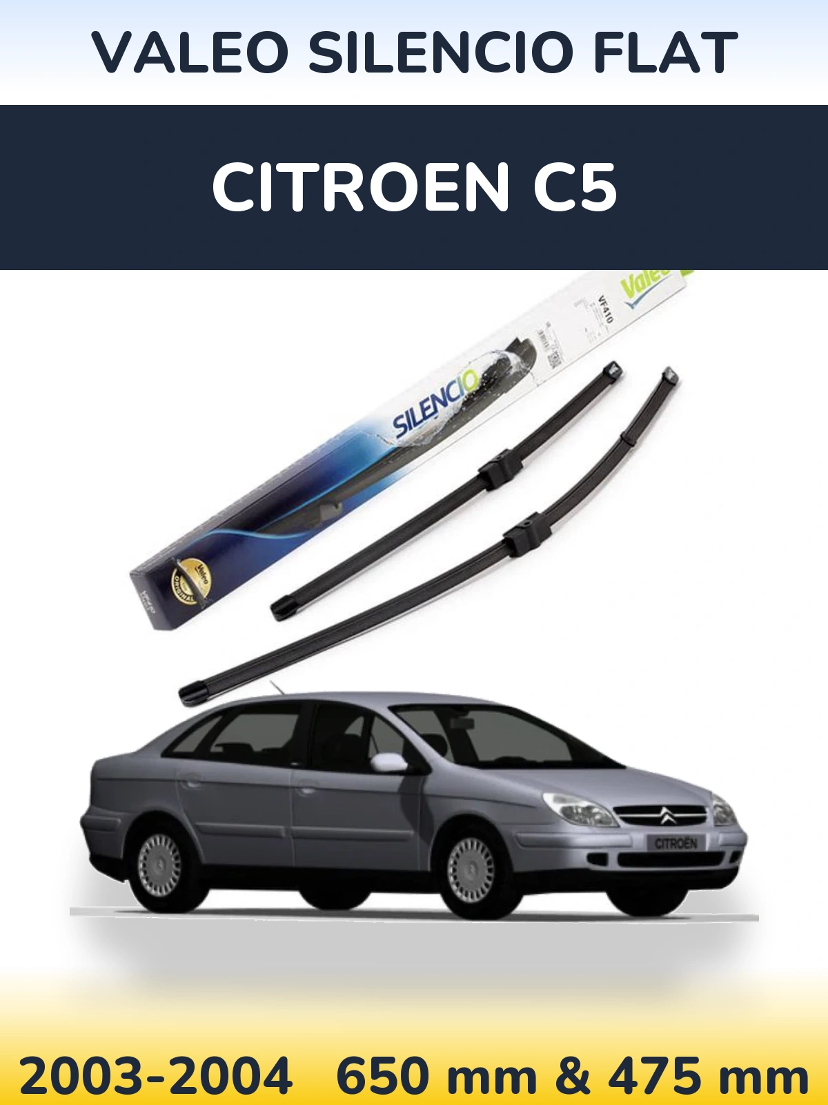 Комплект передних дворников Valeo Silencio Flat 650 & 475 мм для Citroen C5 2003-2004