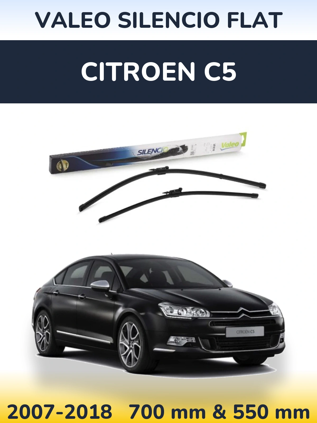 Комплект передних дворников Valeo Silencio Flat 700 & 550 мм для Citroen C5 2007-2018