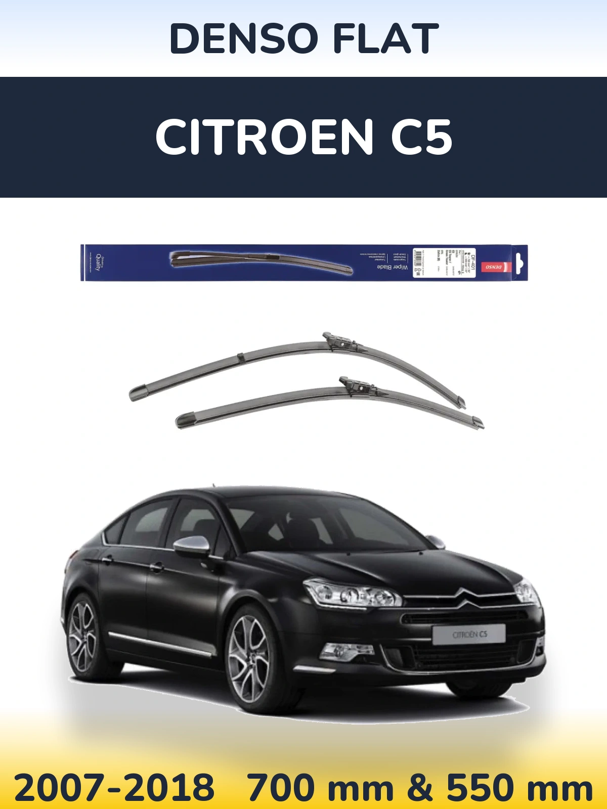 Komplet przednich wycieraczek Denso Flat 700 & 550 mm do Citroen C5 2007-2018