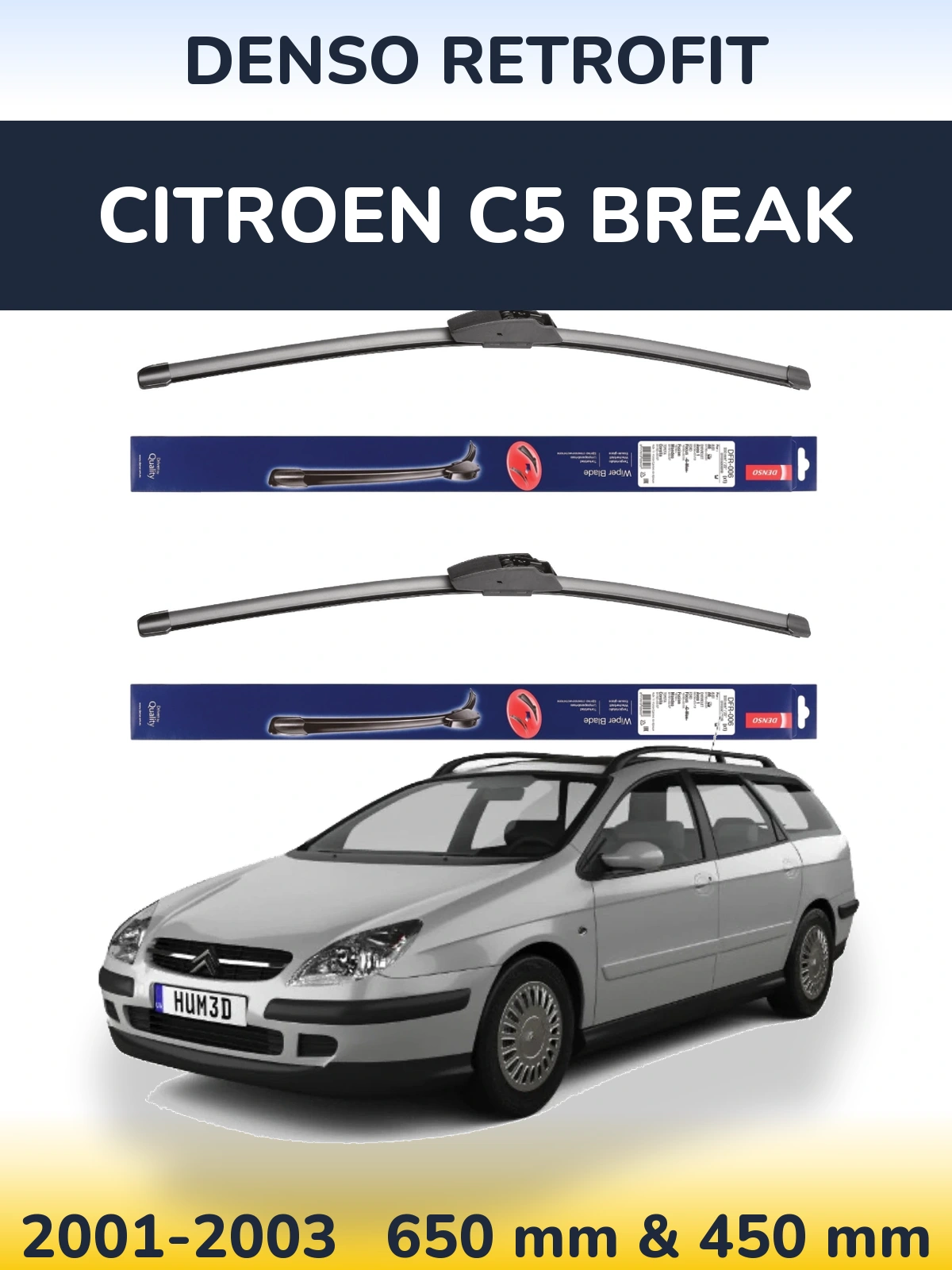 Комплект передних дворников Denso Retrofit 650 & 450 мм для Citroen C5 Break 2001-2003