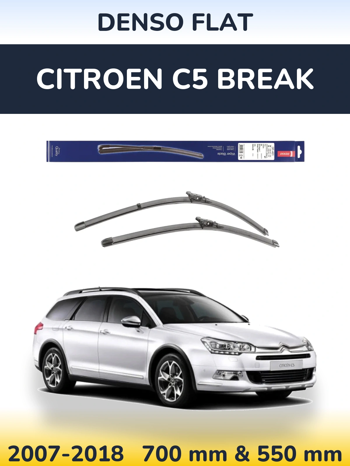 Komplet przednich wycieraczek Denso Flat 700 & 550 mm do Citroen C5 Break 2007-2018
