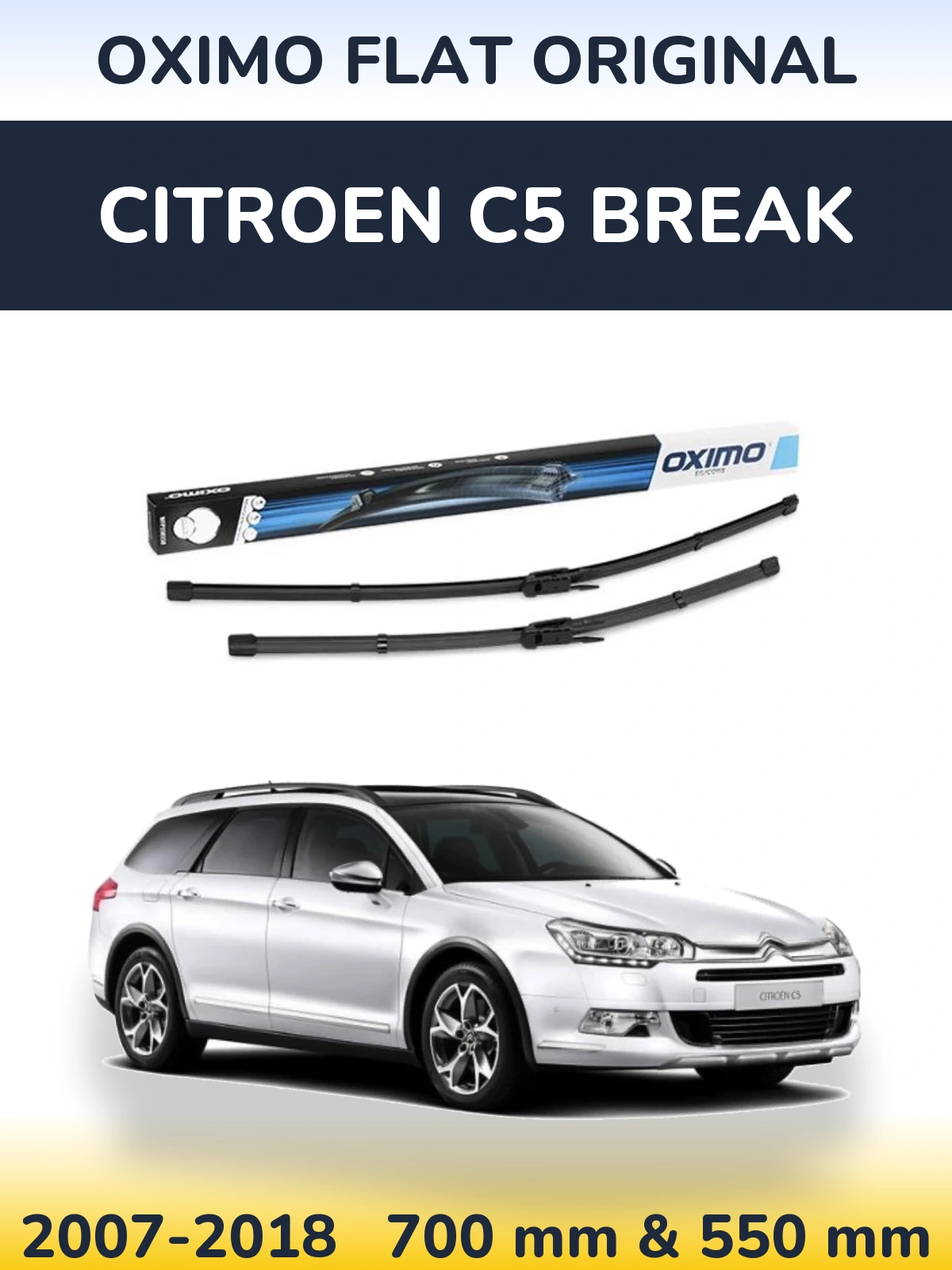 Комплект передних дворников Oximo Flat Original 700 & 550 мм для Citroen C5 Break 2007-2018