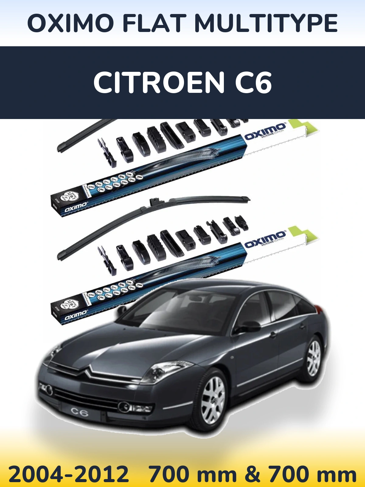 Komplet przednich wycieraczek Oximo Flat MultiType 700 & 700 mm do Citroen C6 2004-2012