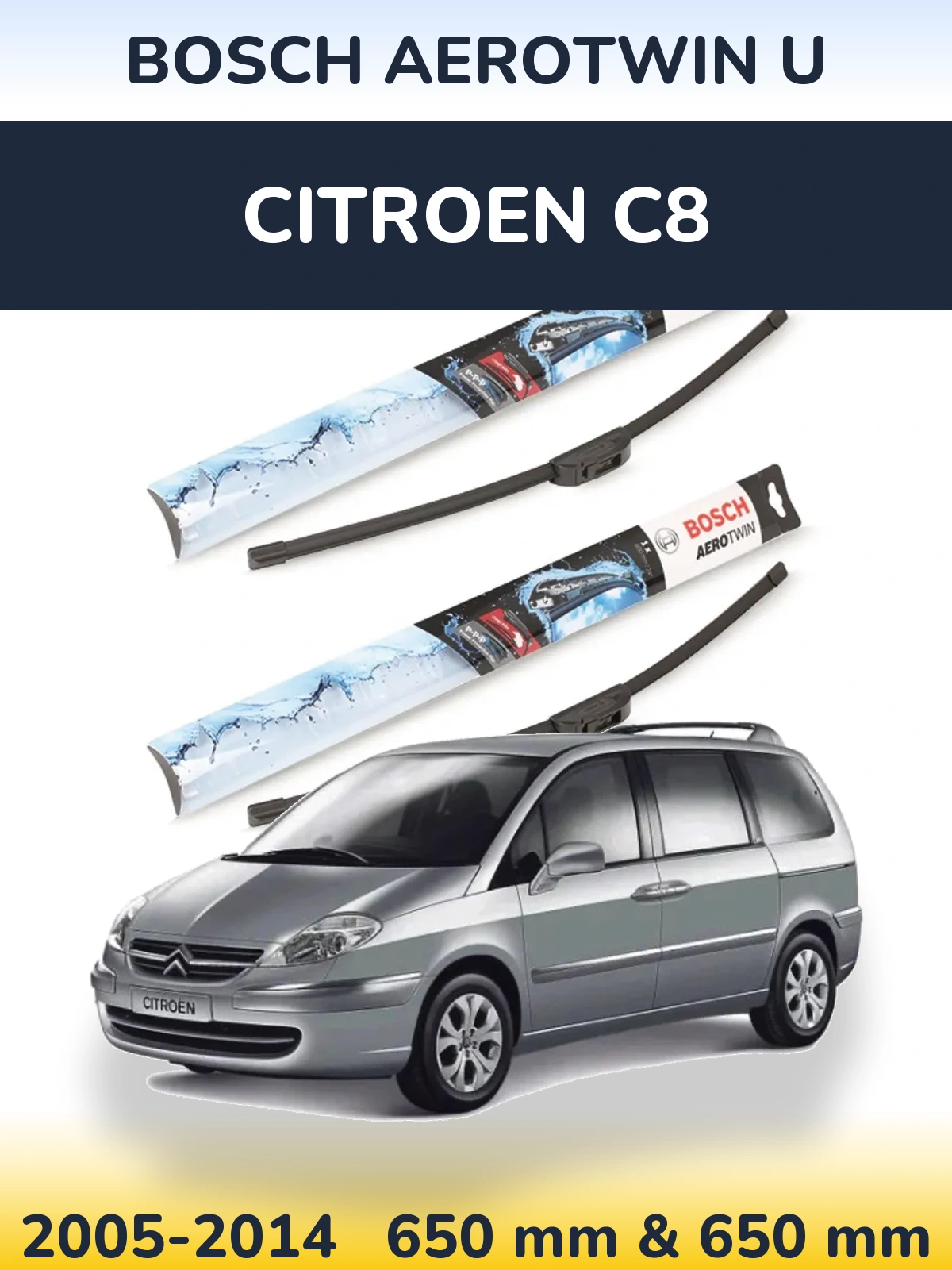 Komplet przednich wycieraczek BOSCH AeroTwin U 650 & 650 mm do Citroen C8 2005-2014