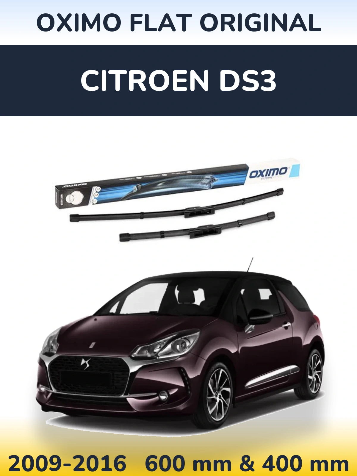 Komplet przednich wycieraczek Oximo Flat Original 600 & 400 mm do Citroen DS3 2009-2016