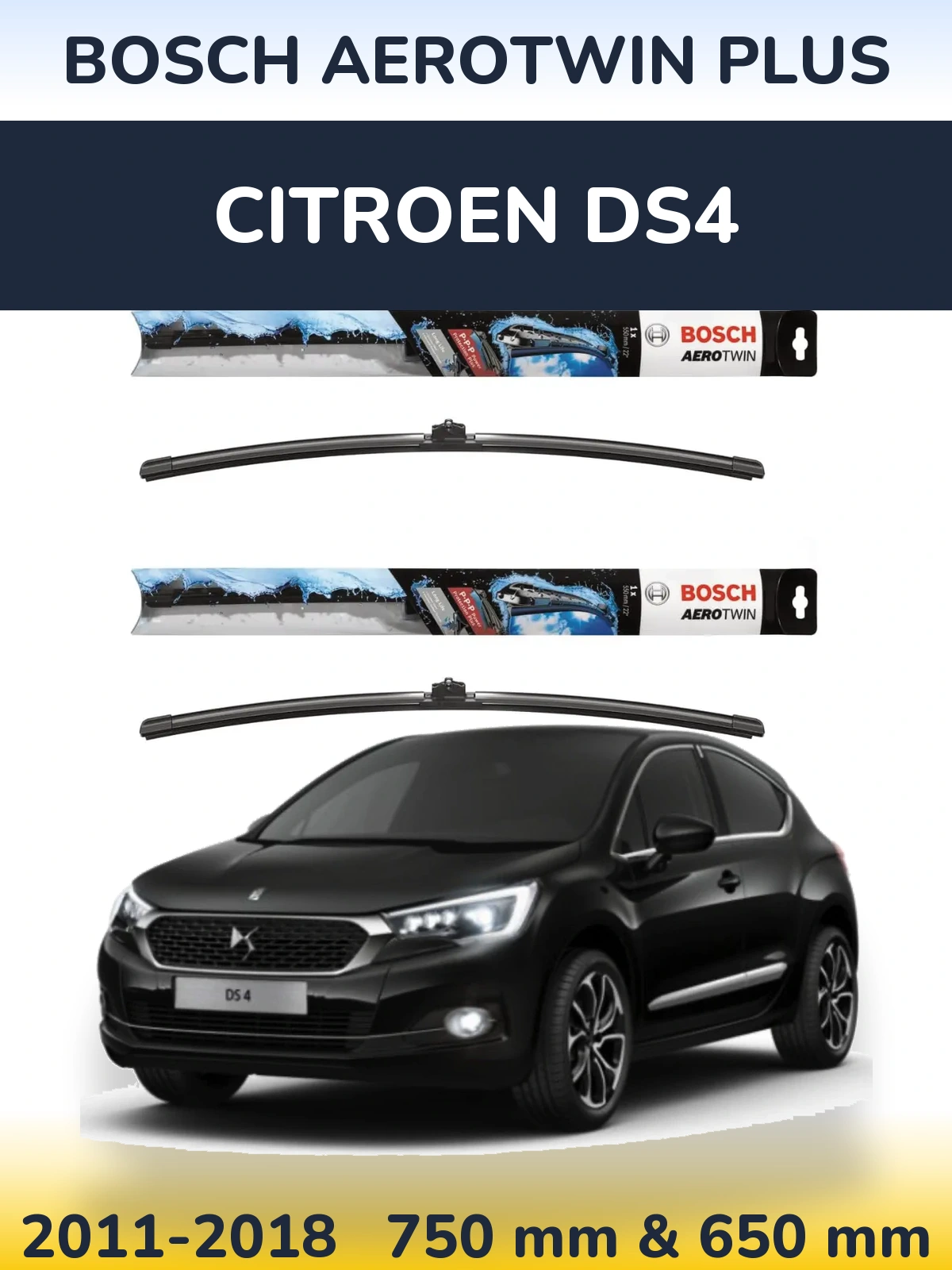 Komplet przednich wycieraczek BOSCH AeroTwin Plus 750 & 650 mm do Citroen DS4 2011-2018