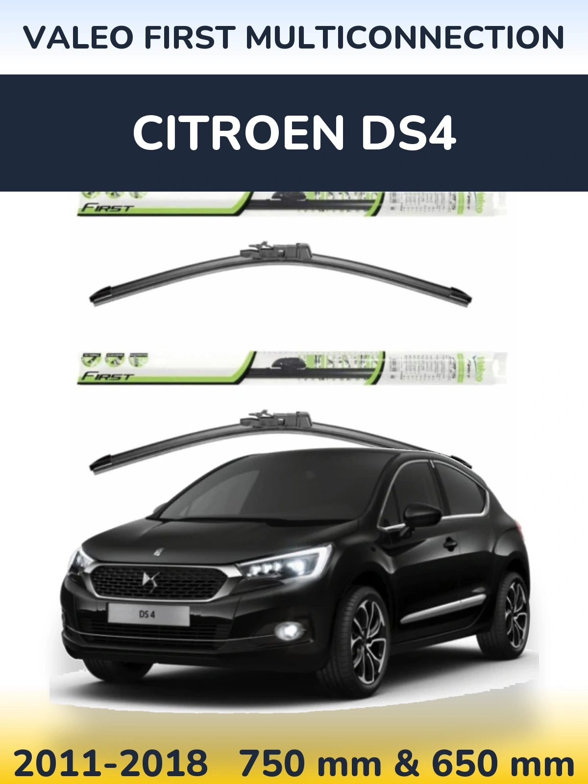 Komplet przednich wycieraczek Valeo First MultiConnection 750 & 650 mm do Citroen DS4 2011-2018