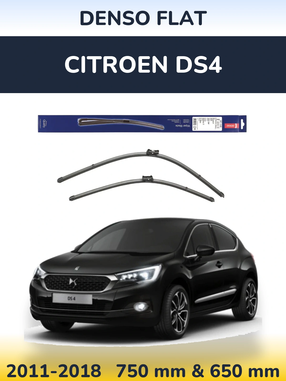 Komplet przednich wycieraczek Denso Flat 750 & 650 mm do Citroen DS4 2011-2018
