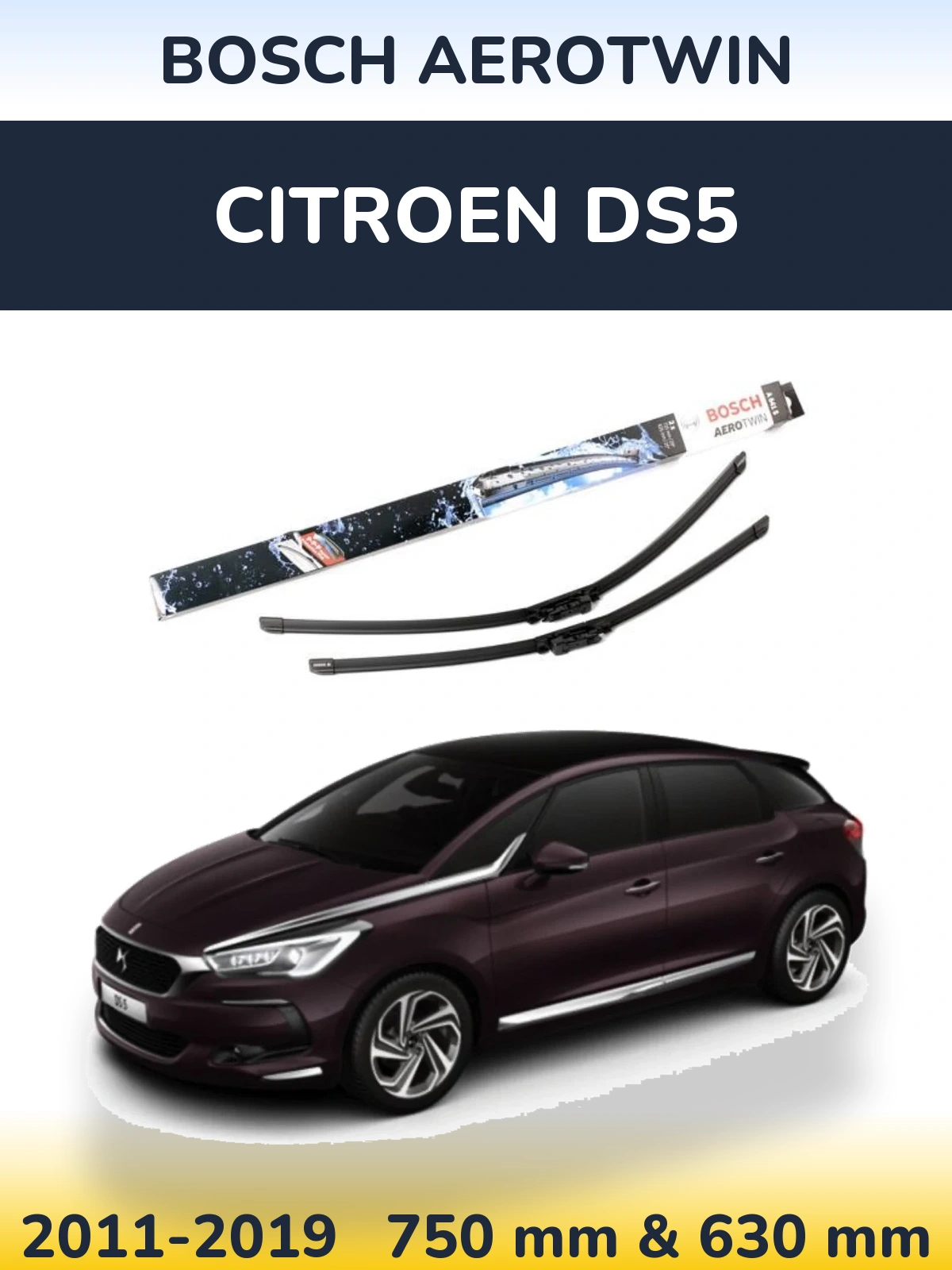 Komplet przednich wycieraczek BOSCH AeroTwin 725 & 625 mm do Citroen DS5 2011-2019