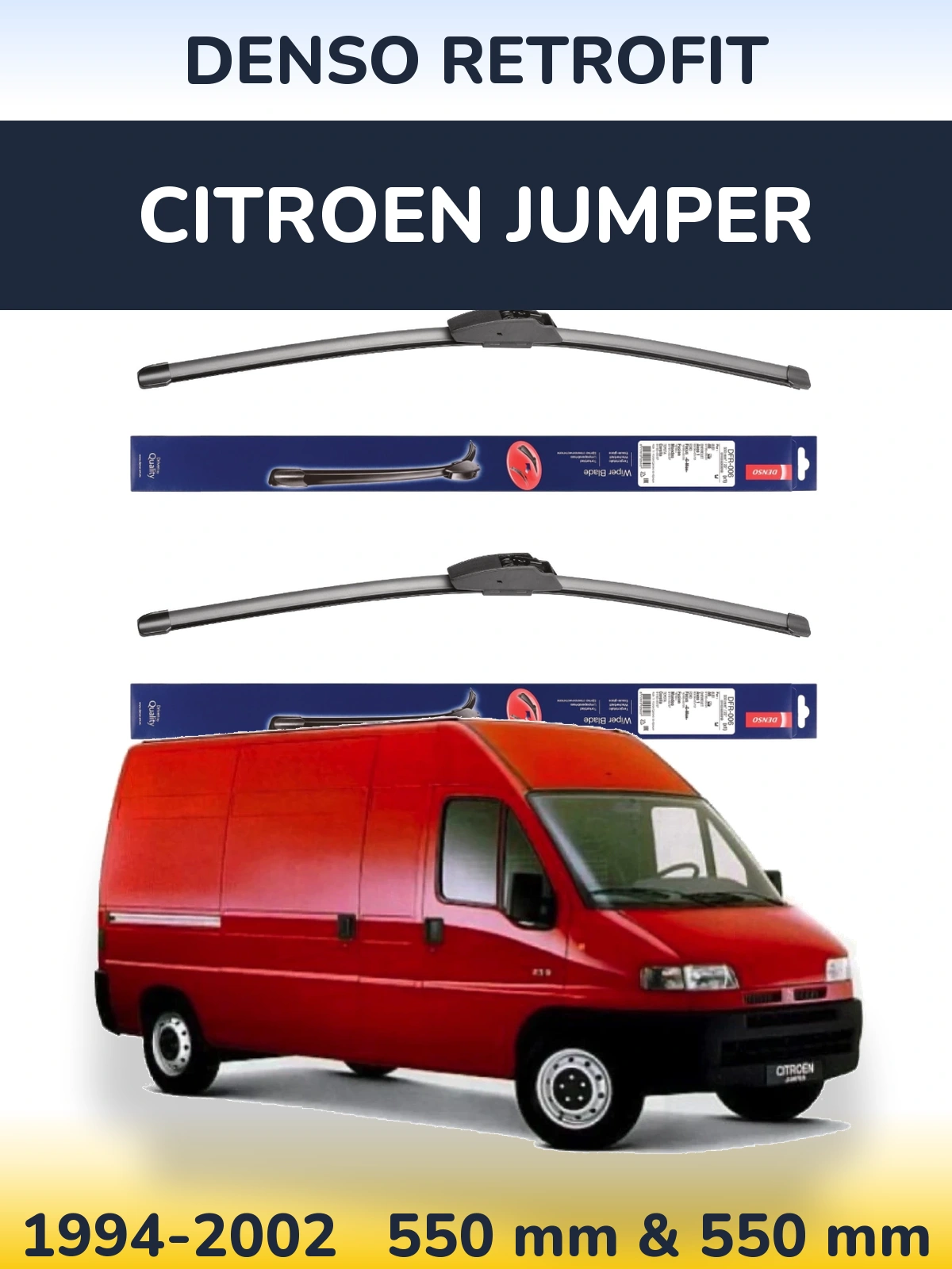 Komplet przednich wycieraczek Denso Retrofit 550 & 550 mm do Citroen Jumper 1994-2002