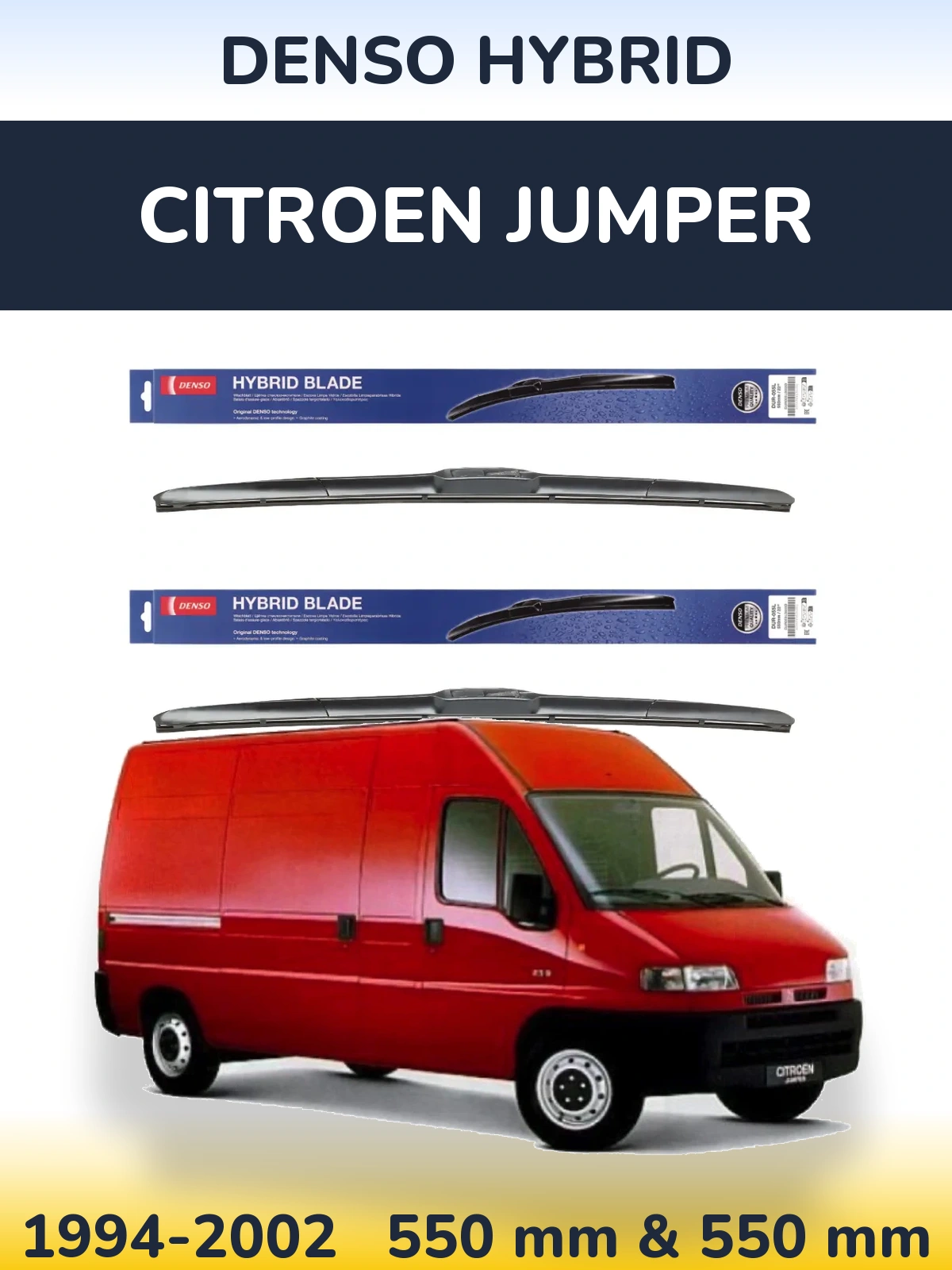 Komplet przednich wycieraczek Denso Hybrid 550 & 550 mm do Citroen Jumper 1994-2002