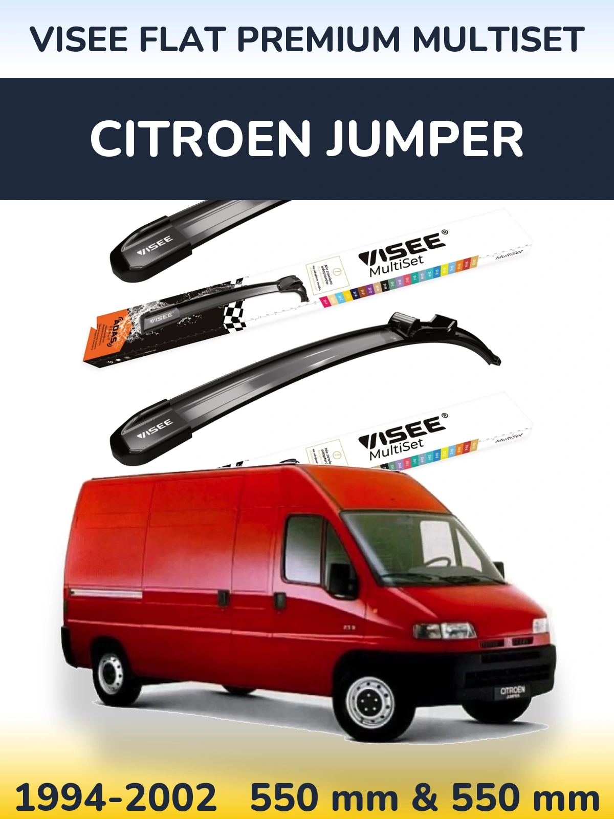 Komplet przednich wycieraczek VISEE FLAT PREMIUM MultiSet 550 & 550 mm do Citroen Jumper 1994-2002