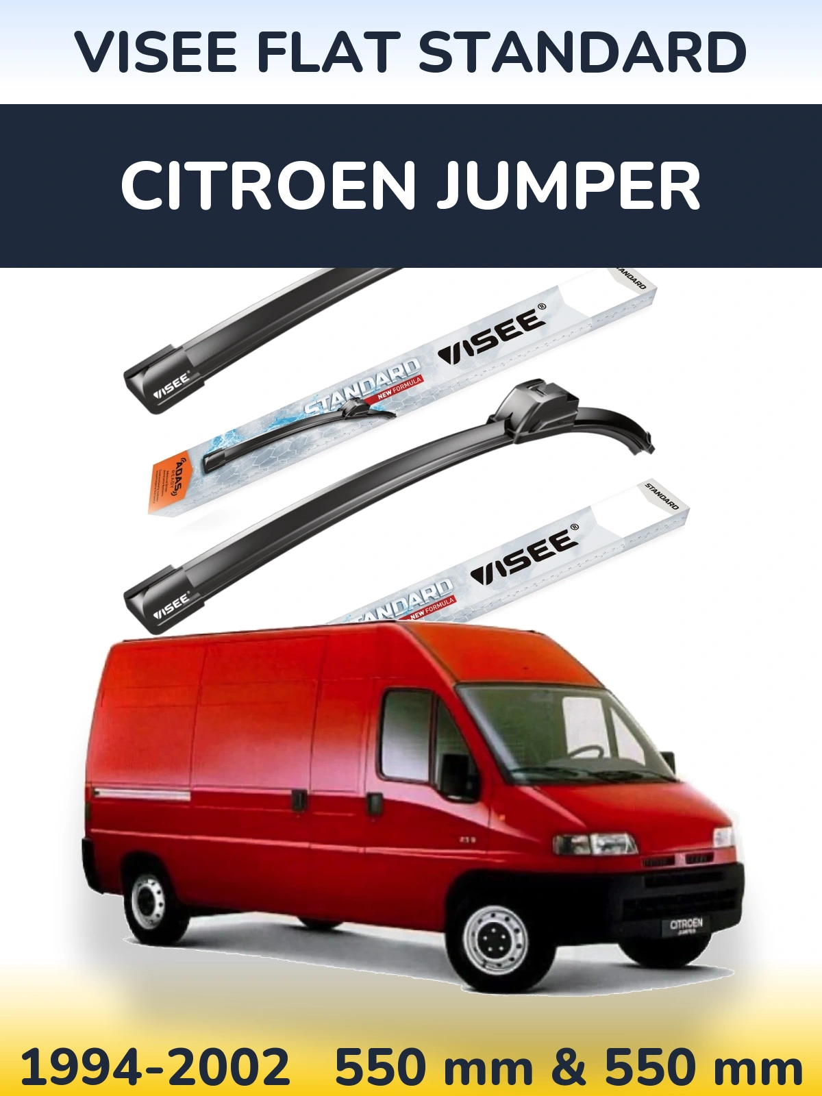 Komplet przednich wycieraczek VISEE FLAT STANDARD 550 & 550 mm do Citroen Jumper 1994-2002