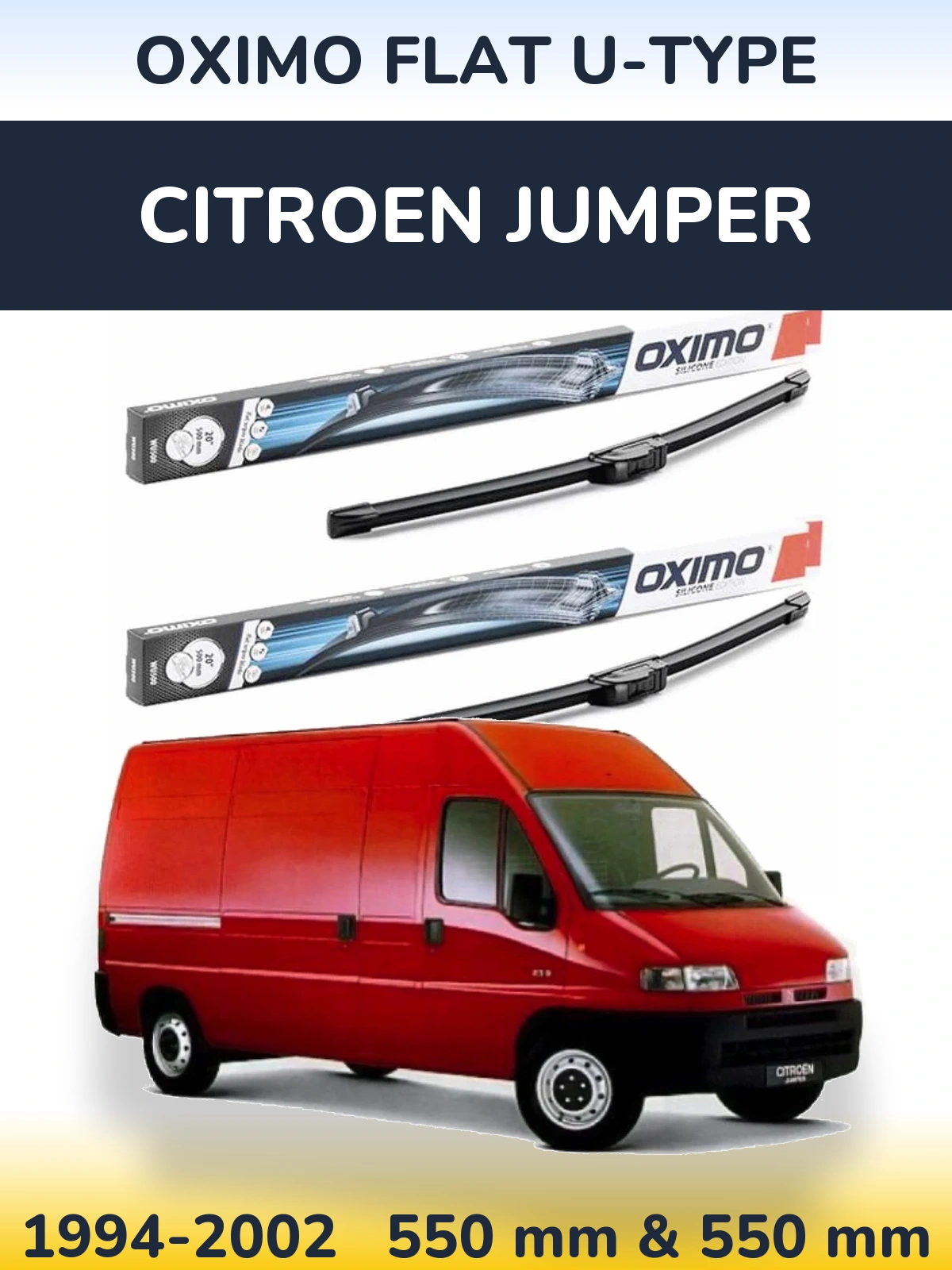 Komplet przednich wycieraczek Oximo Flat U-type 550 & 550 mm do Citroen Jumper 1994-2002