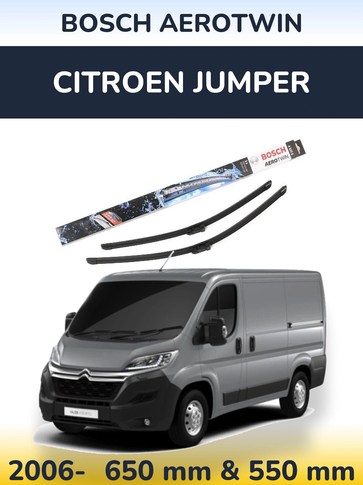 Комплект передних дворников BOSCH AeroTwin 650 & 550 мм для Citroen Jumper 2006-2026