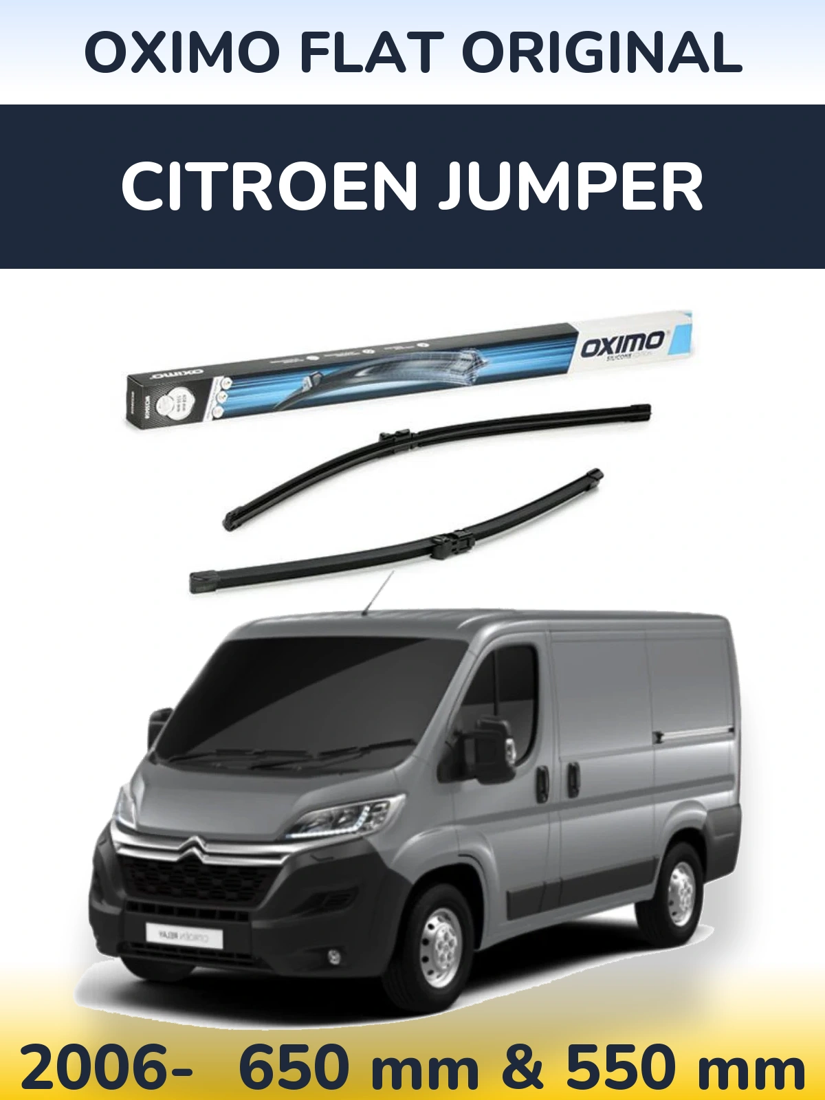 Komplet przednich wycieraczek Oximo Flat Original 650 & 550 mm do Citroen Jumper 2006-2026
