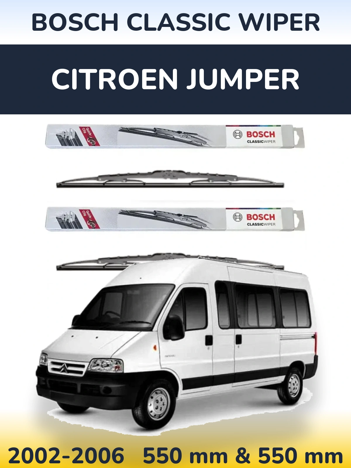 Komplet przednich wycieraczek BOSCH Classic Wiper 550 & 550 mm do Citroen Jumper 2002-2006