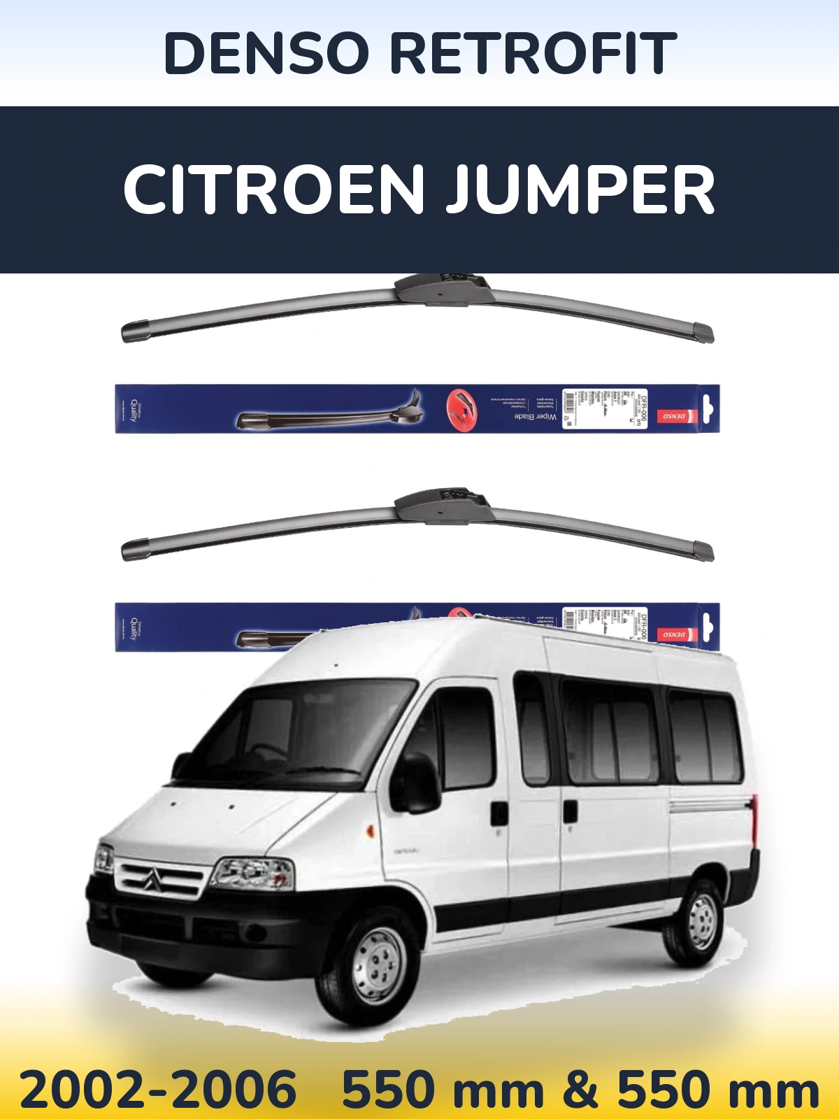 Front wiper blade set Denso Retrofit 550 & 550 mm for Citroen Jumper 2002-2006