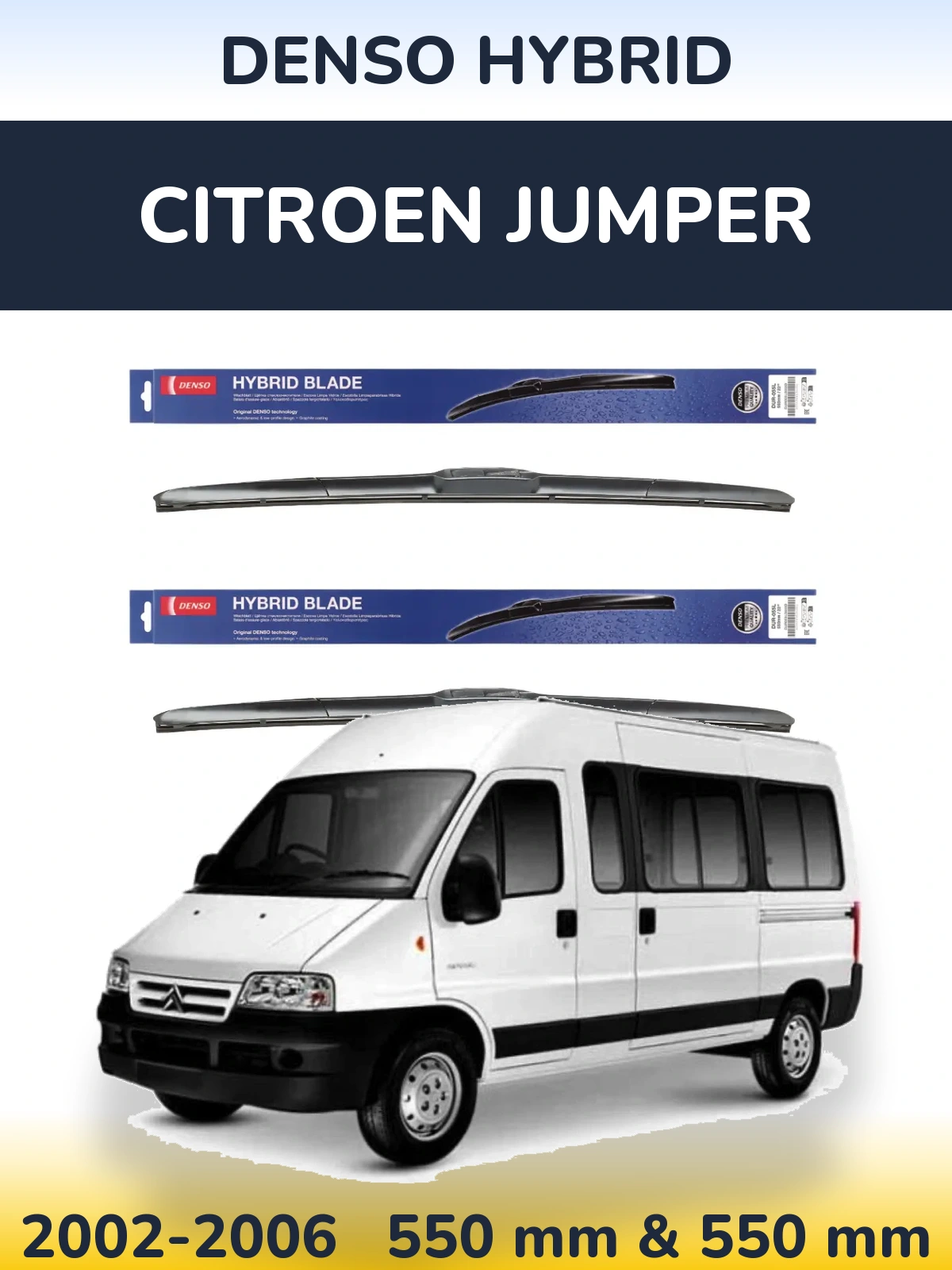 Komplet przednich wycieraczek Denso Hybrid 550 & 550 mm do Citroen Jumper 2002-2006