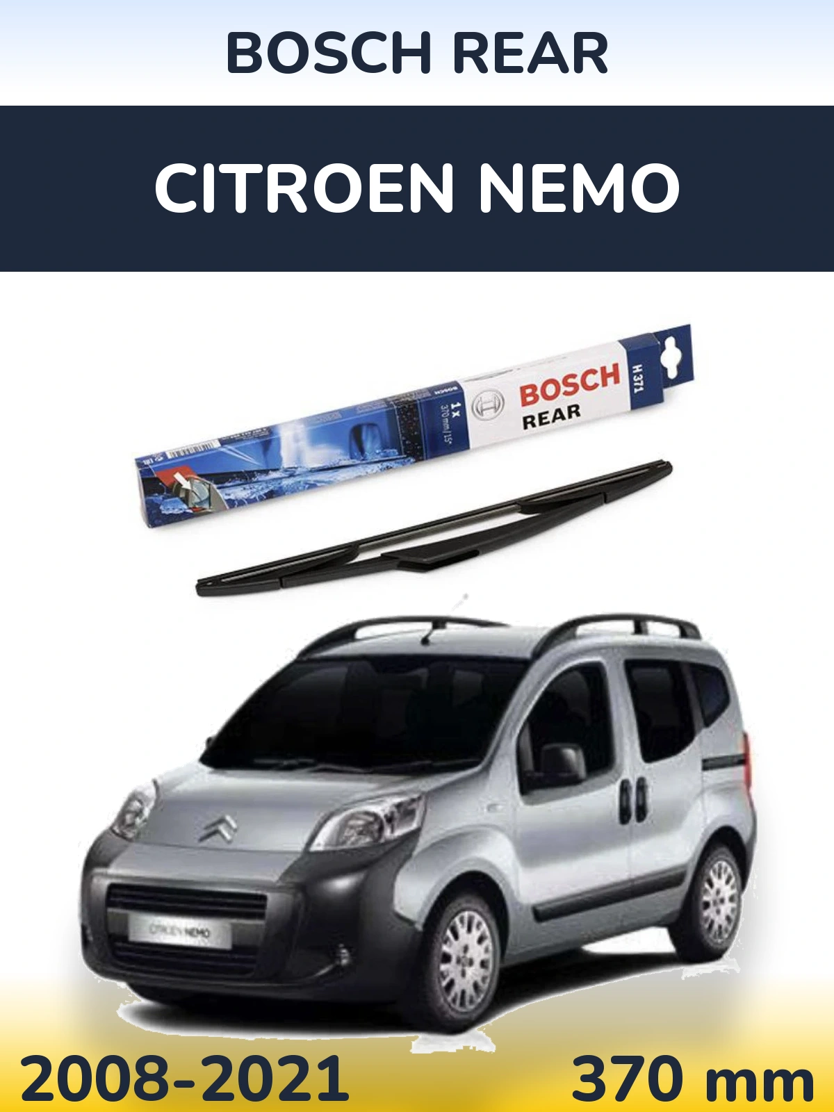 Rear wiper blade BOSCH Rear 370 mm for Citroen Nemo 2008-2021