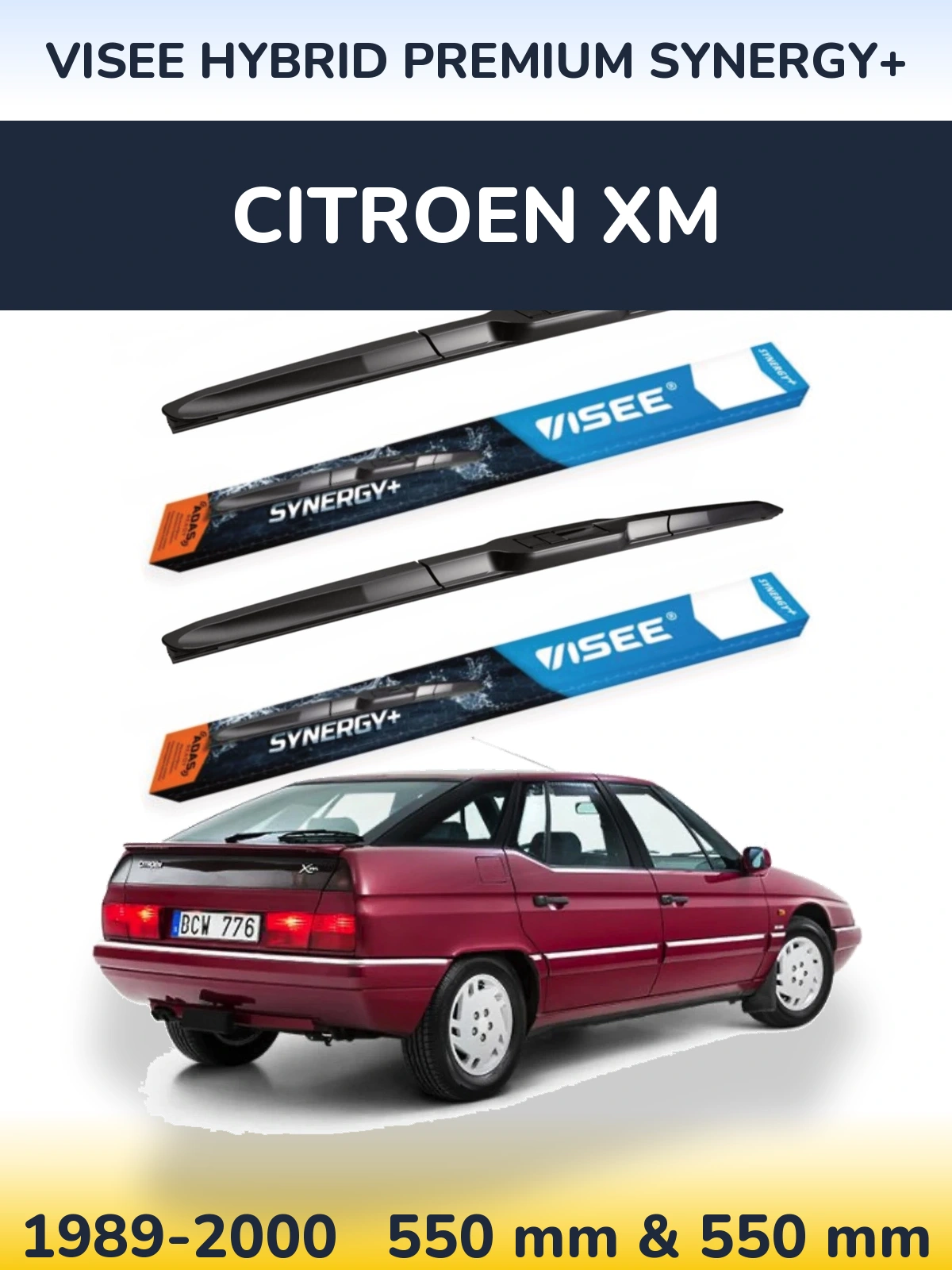 Komplet przednich wycieraczek VISEE HYBRID PREMIUM SYNERGY+ 550 & 550 mm do Citroen XM 1989-2000