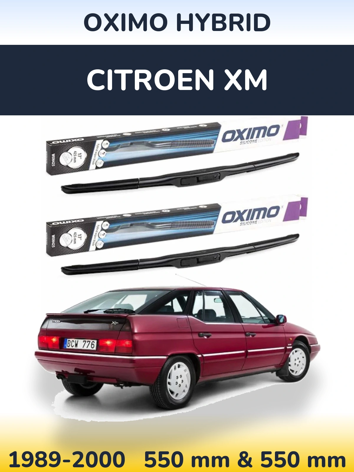 Komplet przednich wycieraczek Oximo Hybrid 550 & 550 mm do Citroen XM 1989-2000