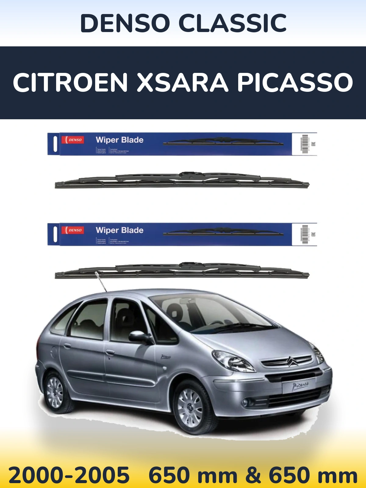 Komplet przednich wycieraczek Denso Classic 650 & 650 mm do Citroen Xsara Picasso 2000-2005