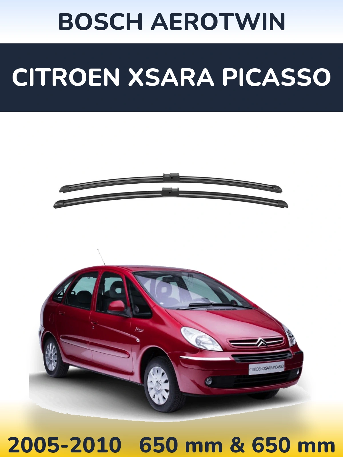 Komplet przednich wycieraczek BOSCH AeroTwin 650 & 650 mm do Citroen Xsara Picasso 2005-2010